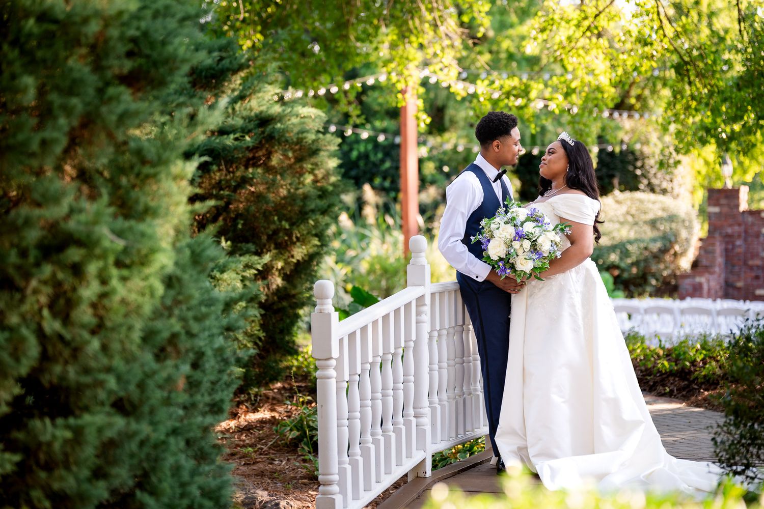 Bride and groom share a romantic moment Carl House wedding photos