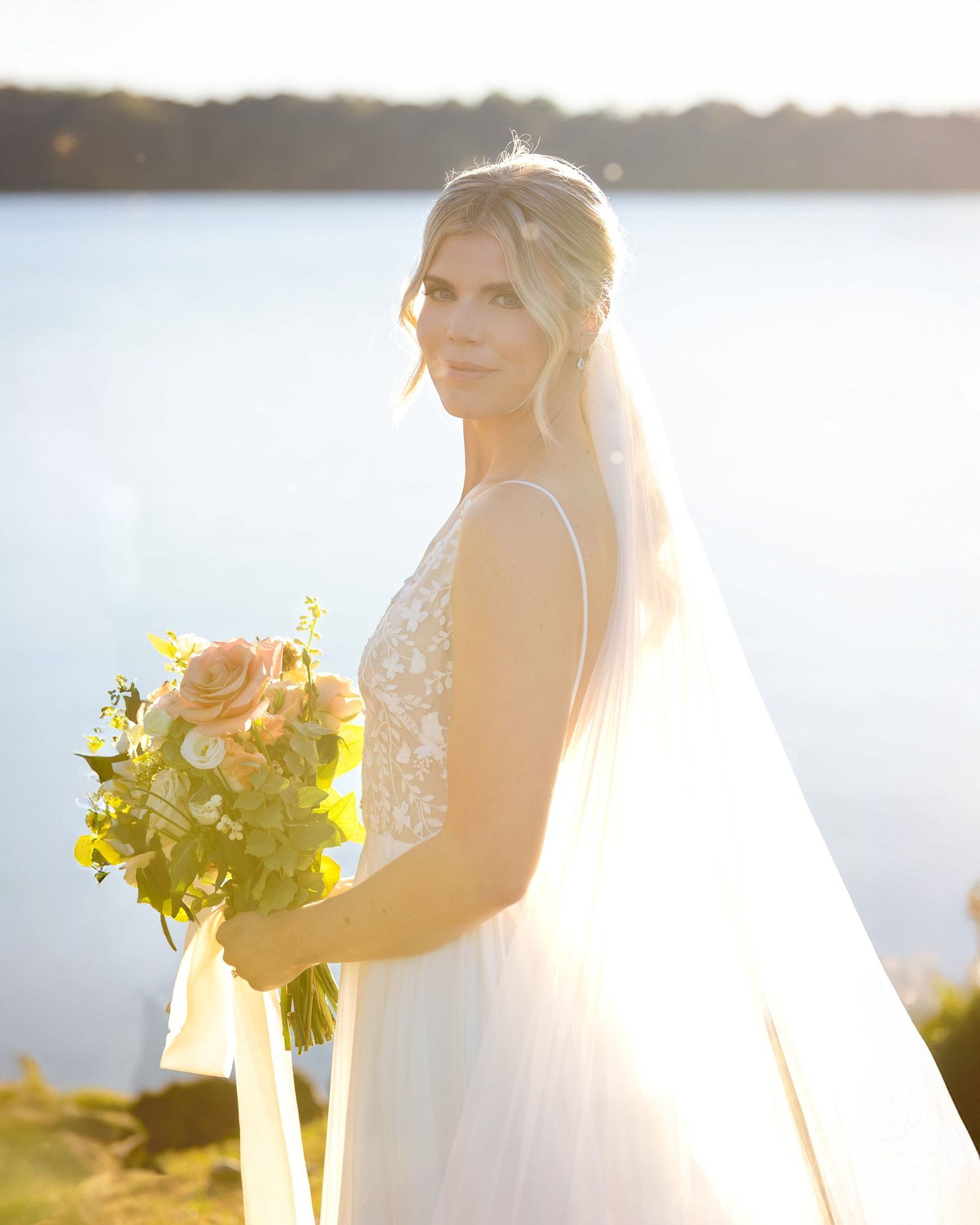 Bride during golden hour in Atlanta