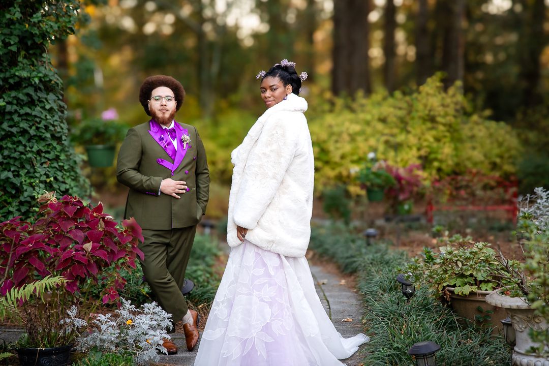 Bride and groom wedding portraits at Four Oaks Manor