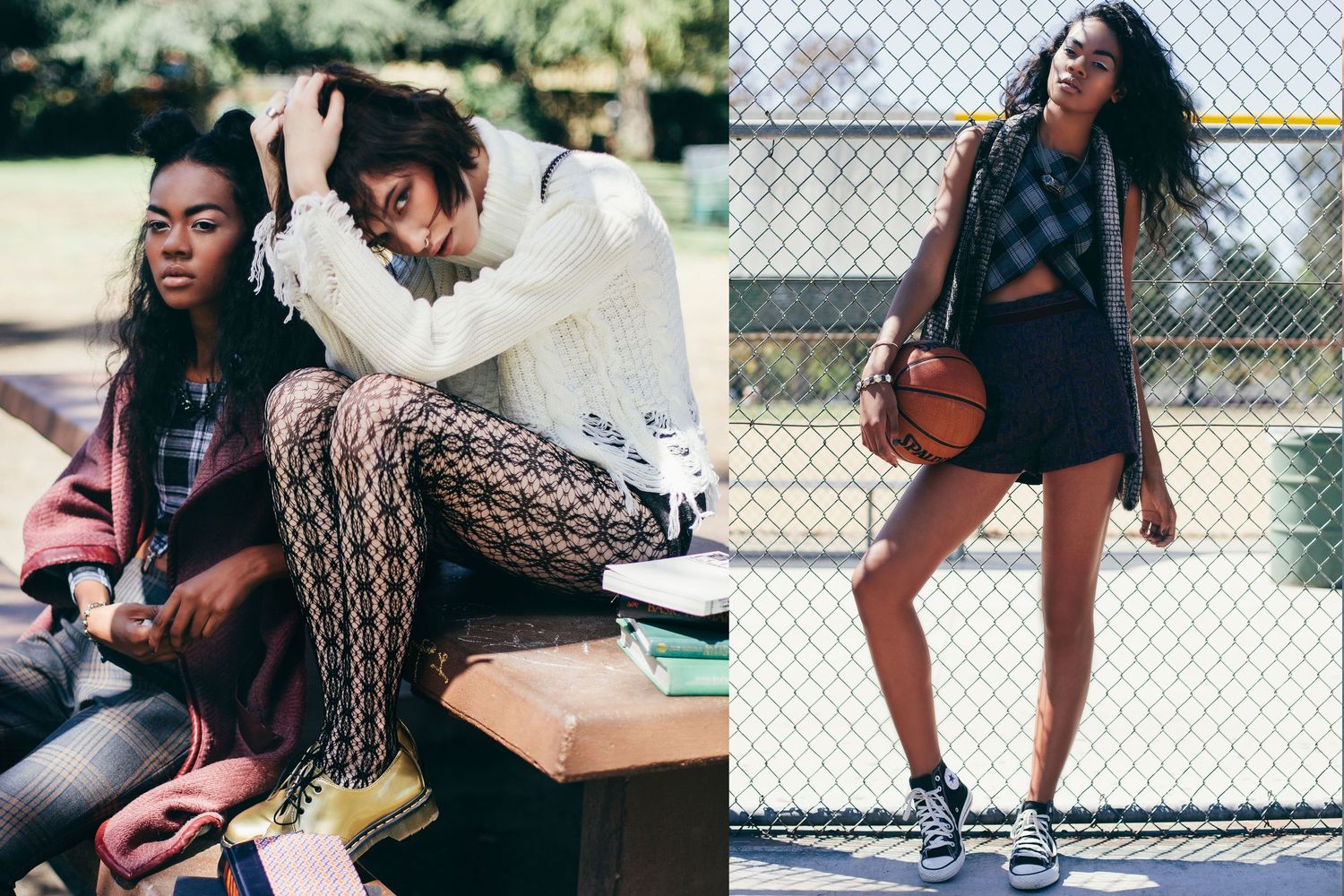 Collage of basketball players practicing drills and dribbling techniques on outdoor courts.
