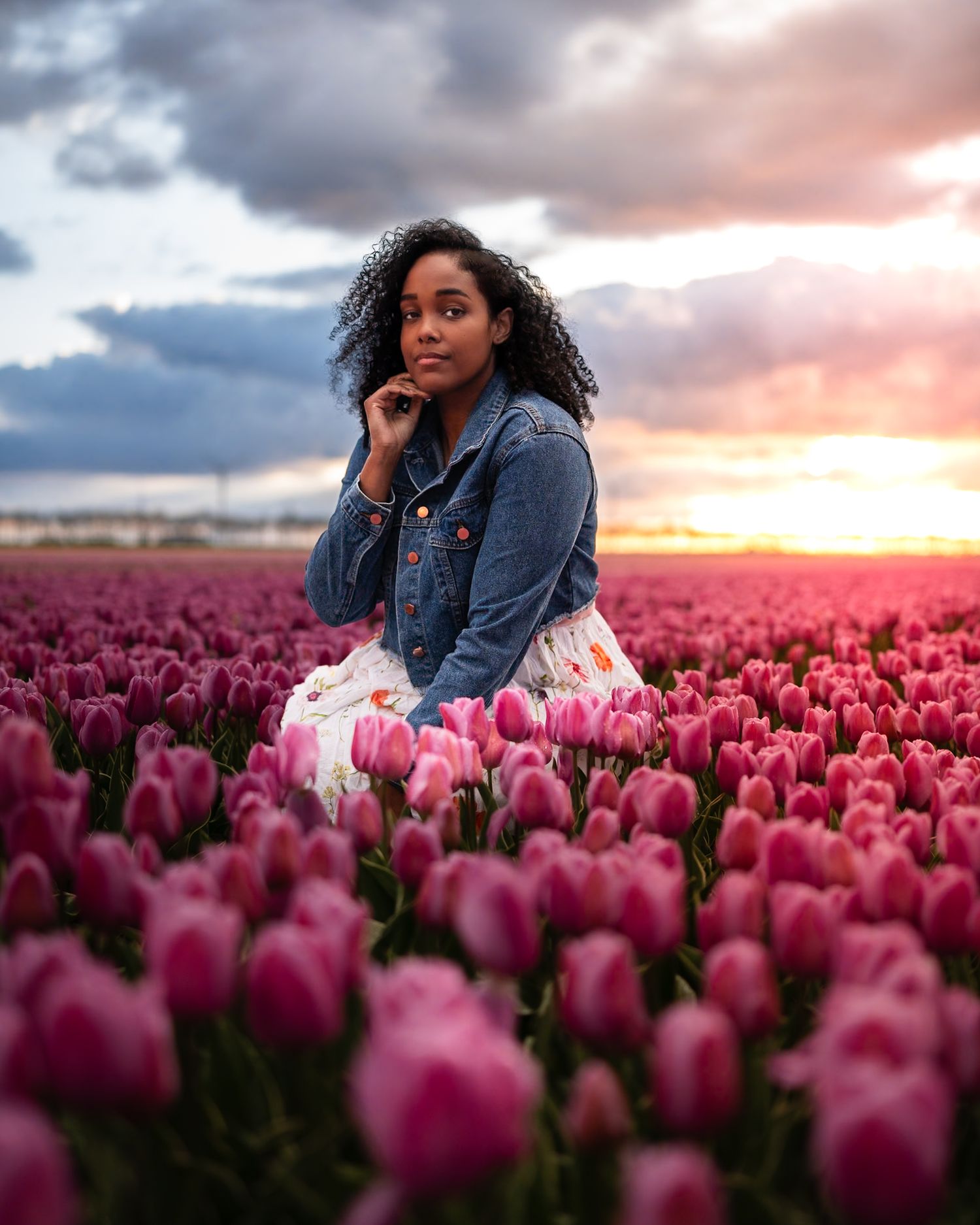 Vibrant tulip fields in the Netherlands during peak bloom, perfect for spring photoshoots.