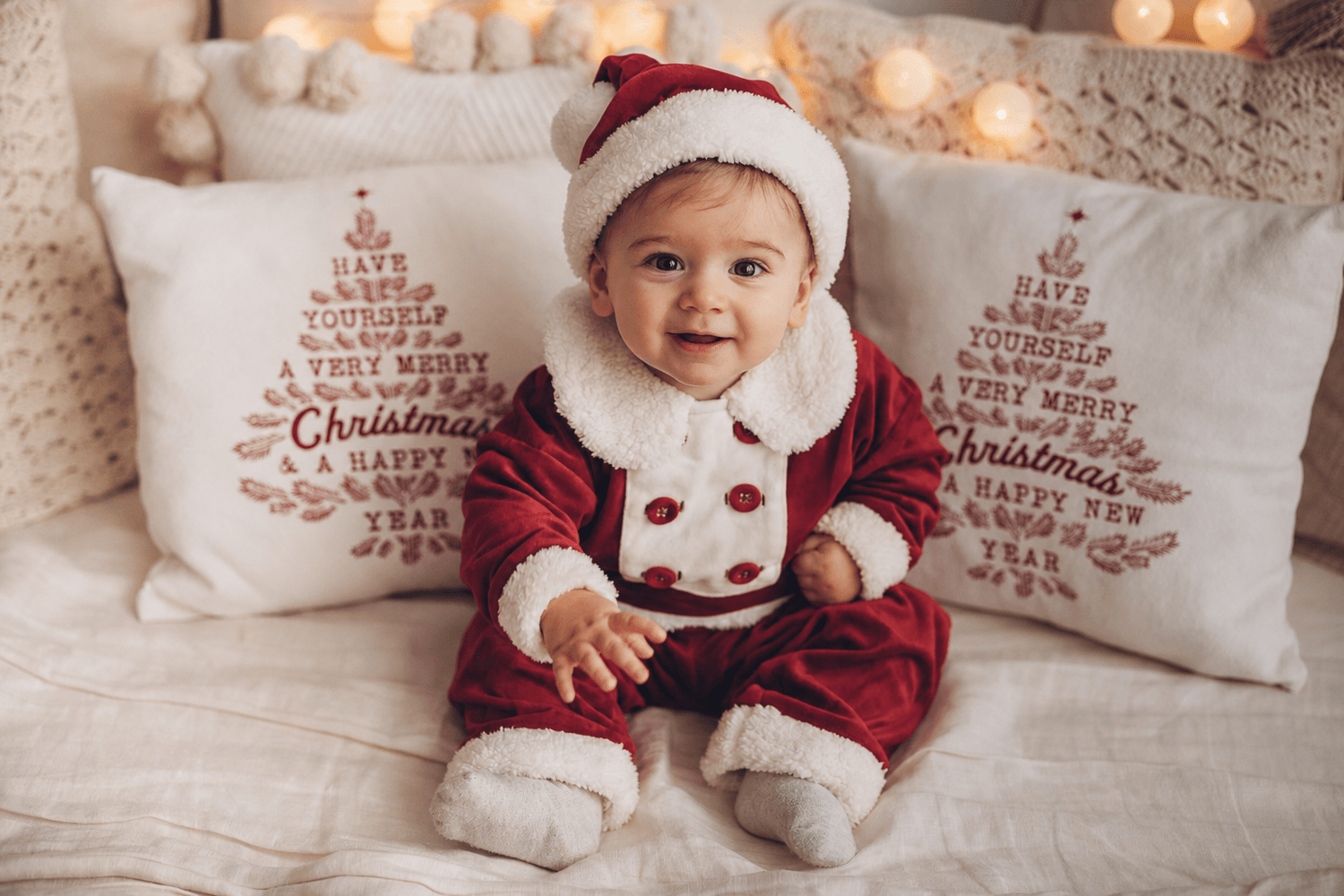 Fotoshooting von einem Kind im Weihnachtlichen Stil. Weihnachtsmini im Fotostudio Hannover