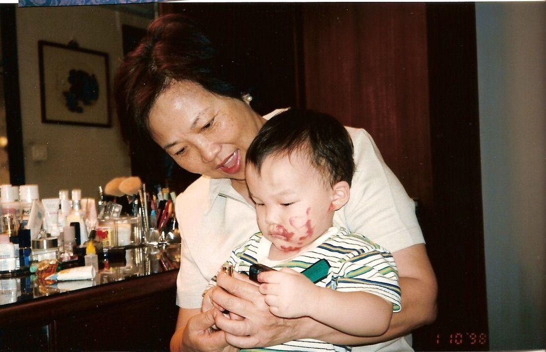 A series of four candid photographs showing tender moments between parent and child at home.