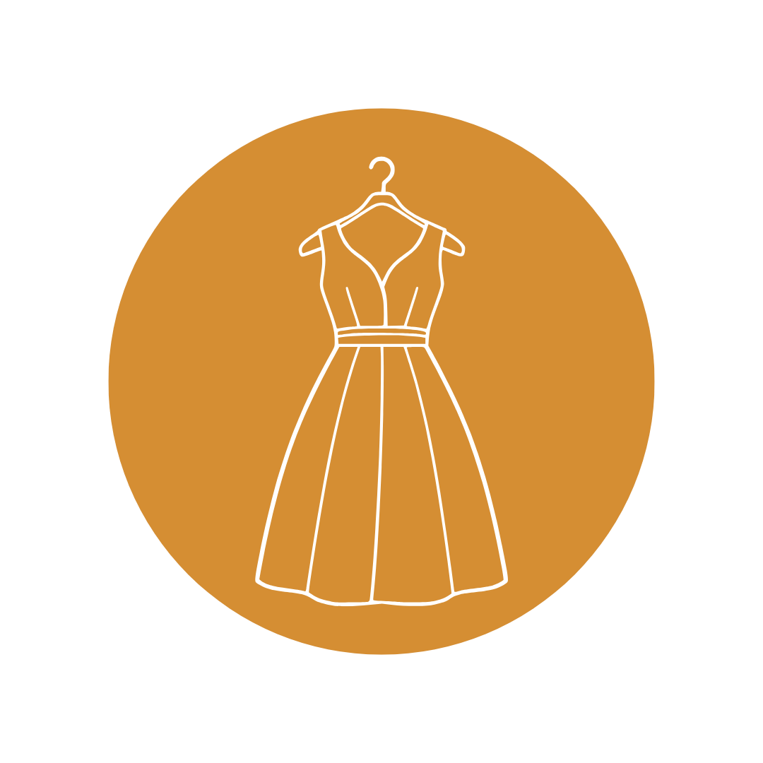 Luxury gown collection icon representing Denver maternity and birth photographer studio wardrobe styling.