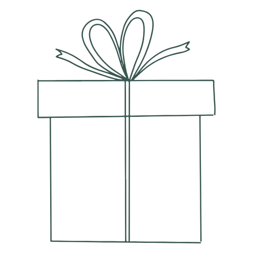 Simple line drawings of wrapped gift boxes with bows in a repeating pattern on white background.