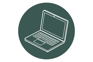 Laptop icon representing virtual consultation and booking with Denver maternity photographer.