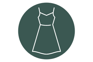 Dress icon representing luxury maternity gown collection offered by Denver maternity photographer.