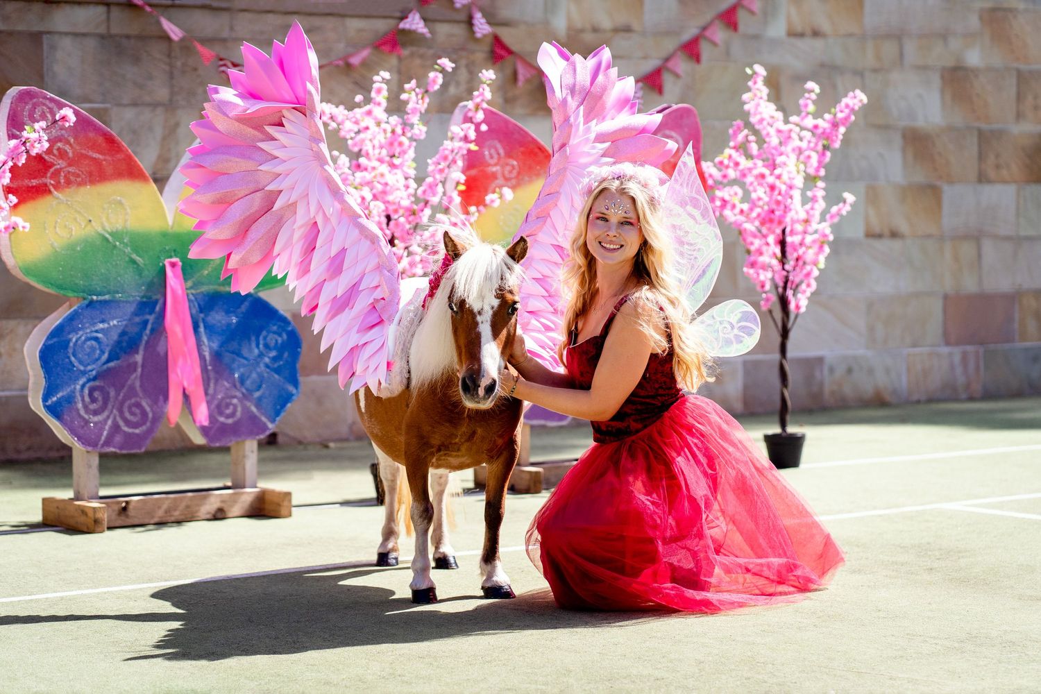 a colourful setting with a pony unicorn fairy photoshoot in Sydney