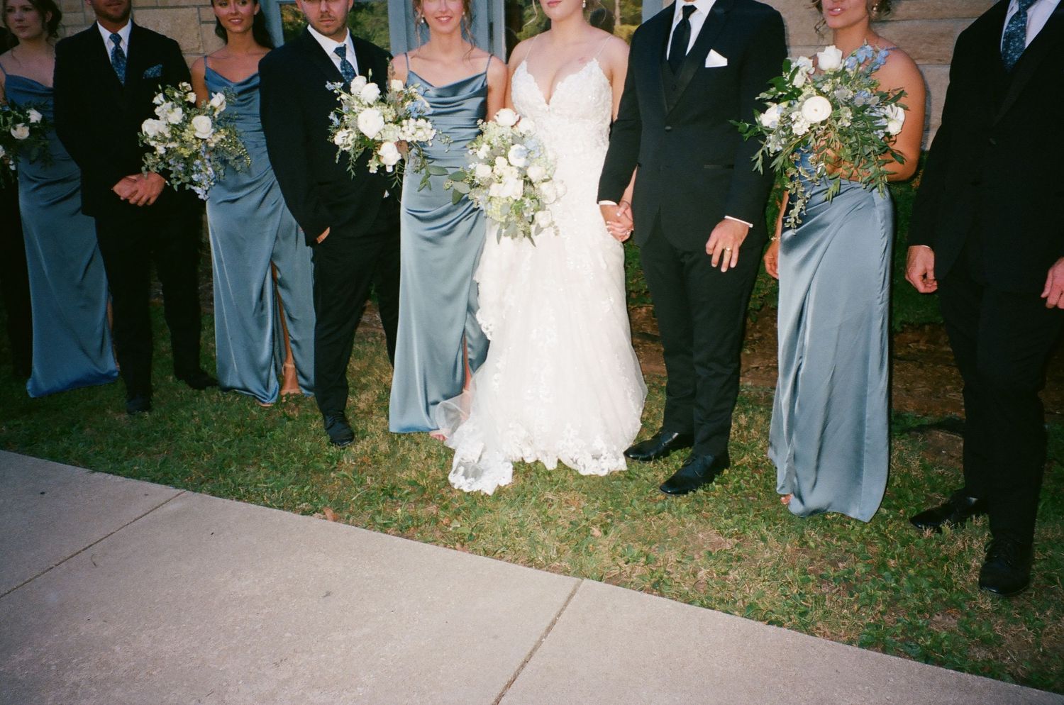 Wedding party portrait on film at a St. Louis wedding.