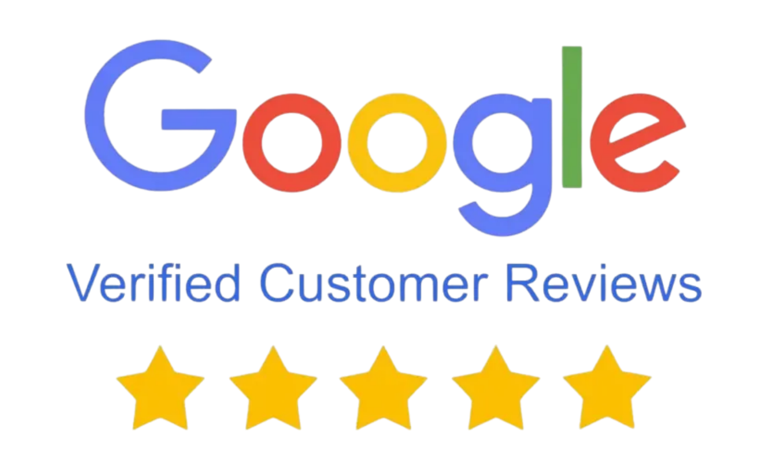 Google Verified Customer Reviews badge displaying five golden stars for top-rated business ratings.