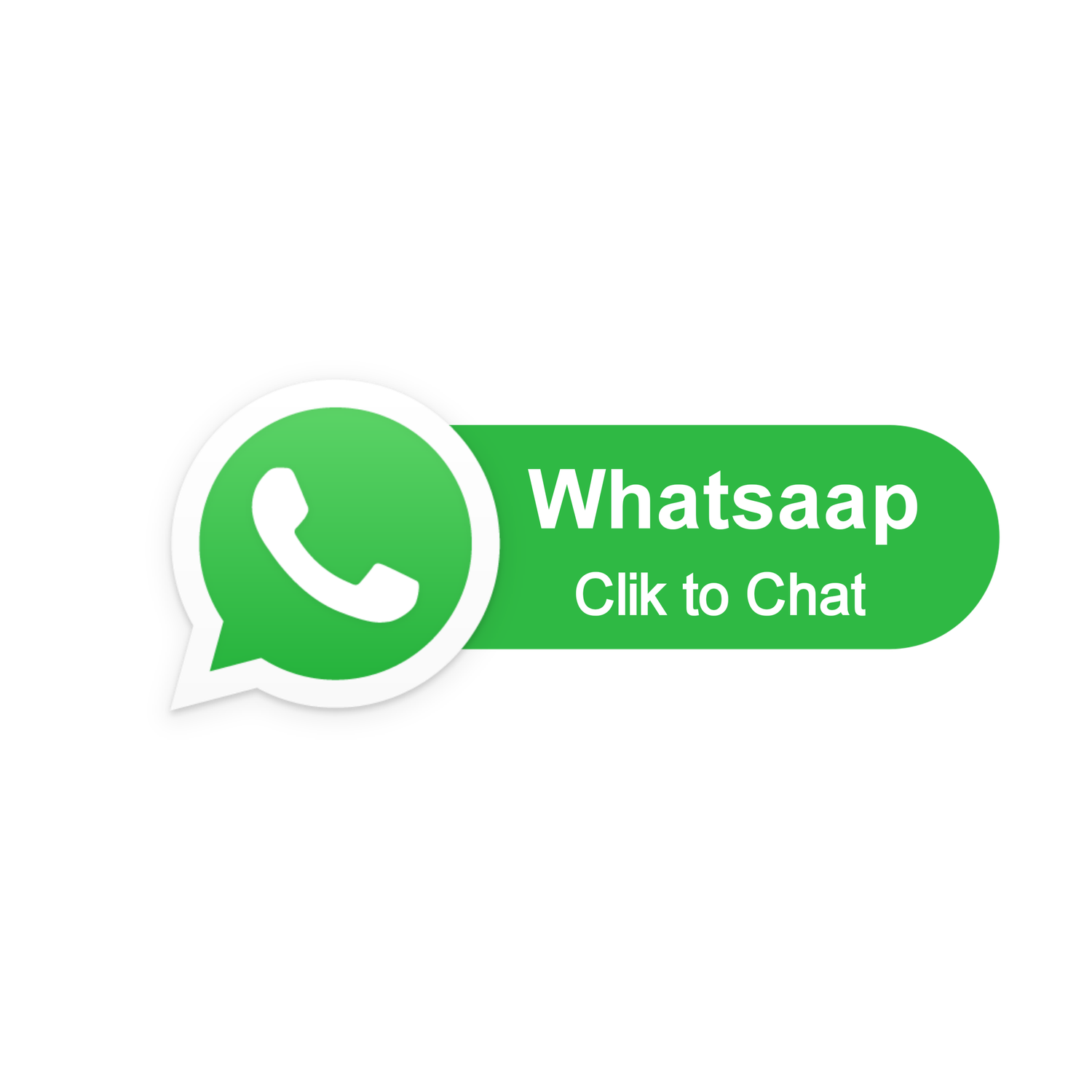WhatsApp Click to Chat button with green logo and phone icon for instant messaging contact.
