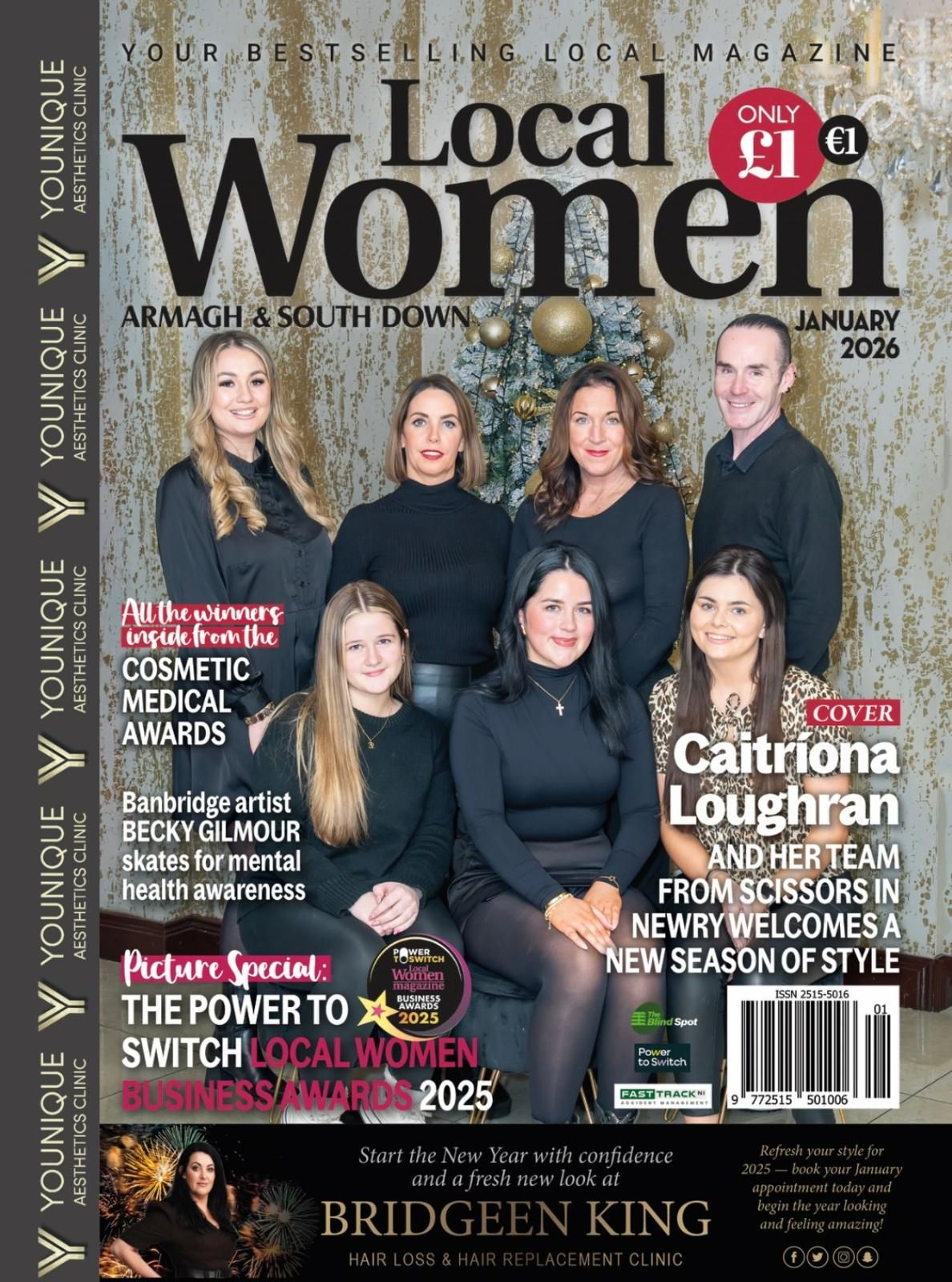 Local Women magazine January 2026 Armagh South Down cover featuring Caitriona Loughran and her salon team.