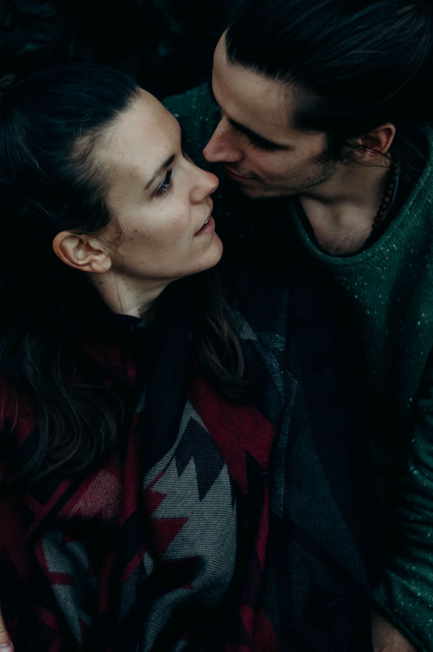 Couple shares an intimate look at each other.