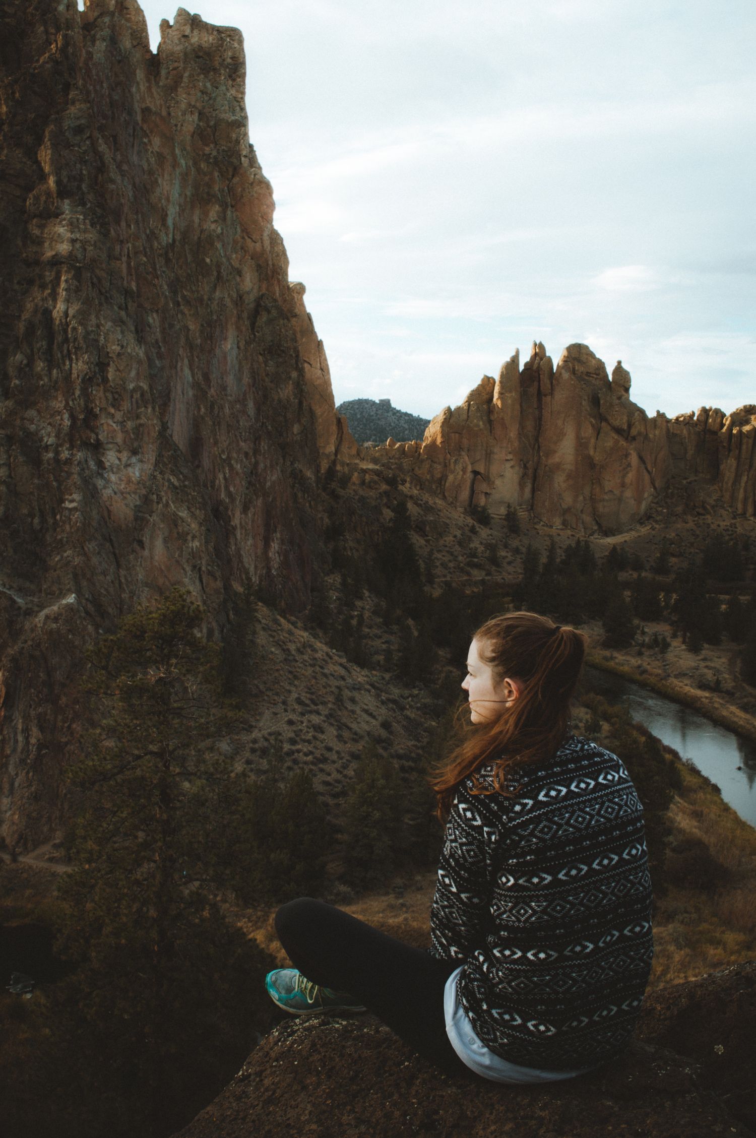 Photographer looks at mountains in Oregon.