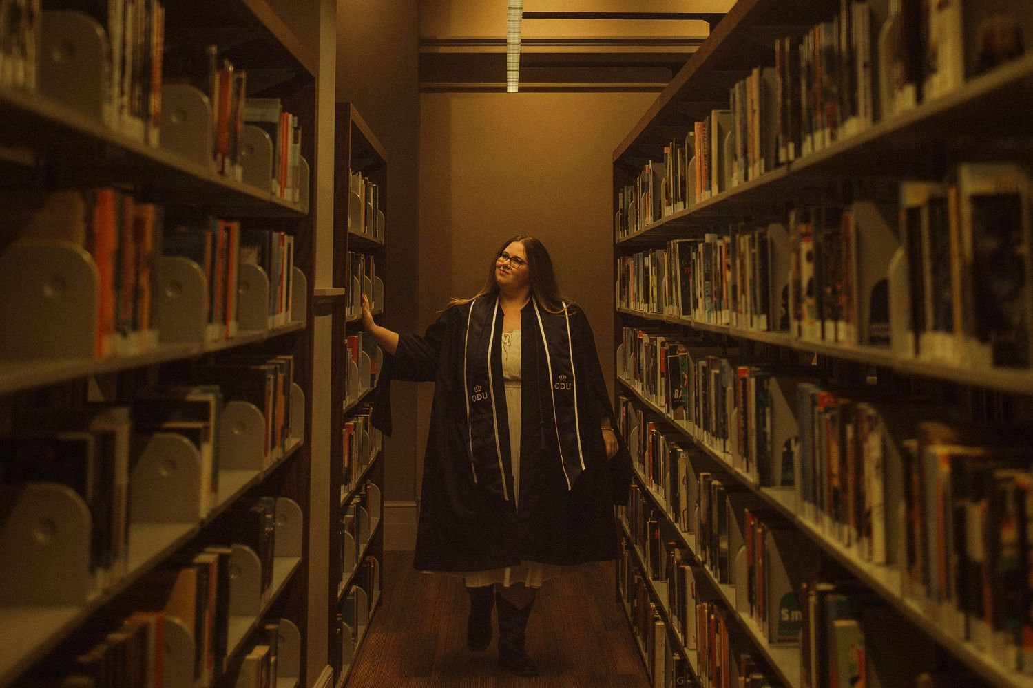 wandering through the Slover Library in Norfolk, Virginia for this cinematic graduation session