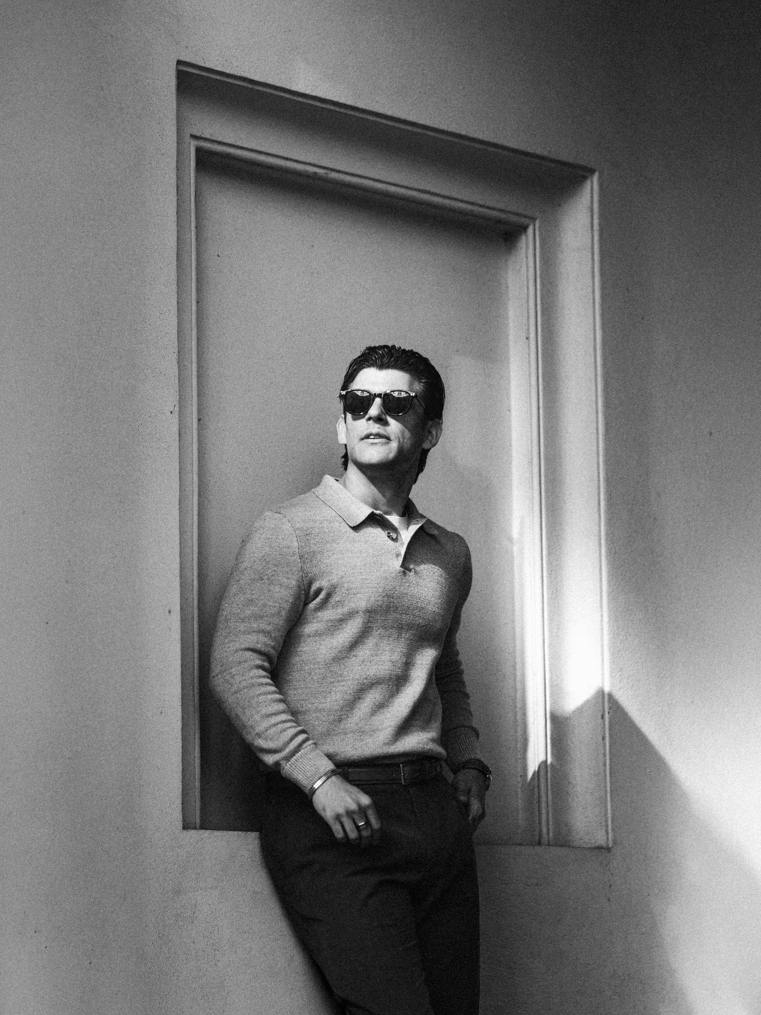 Editorial Male Portrait by Photographer Arthur Hall. 
BW, Monochrome, Men's Portraiture, Photographer Warsaw.