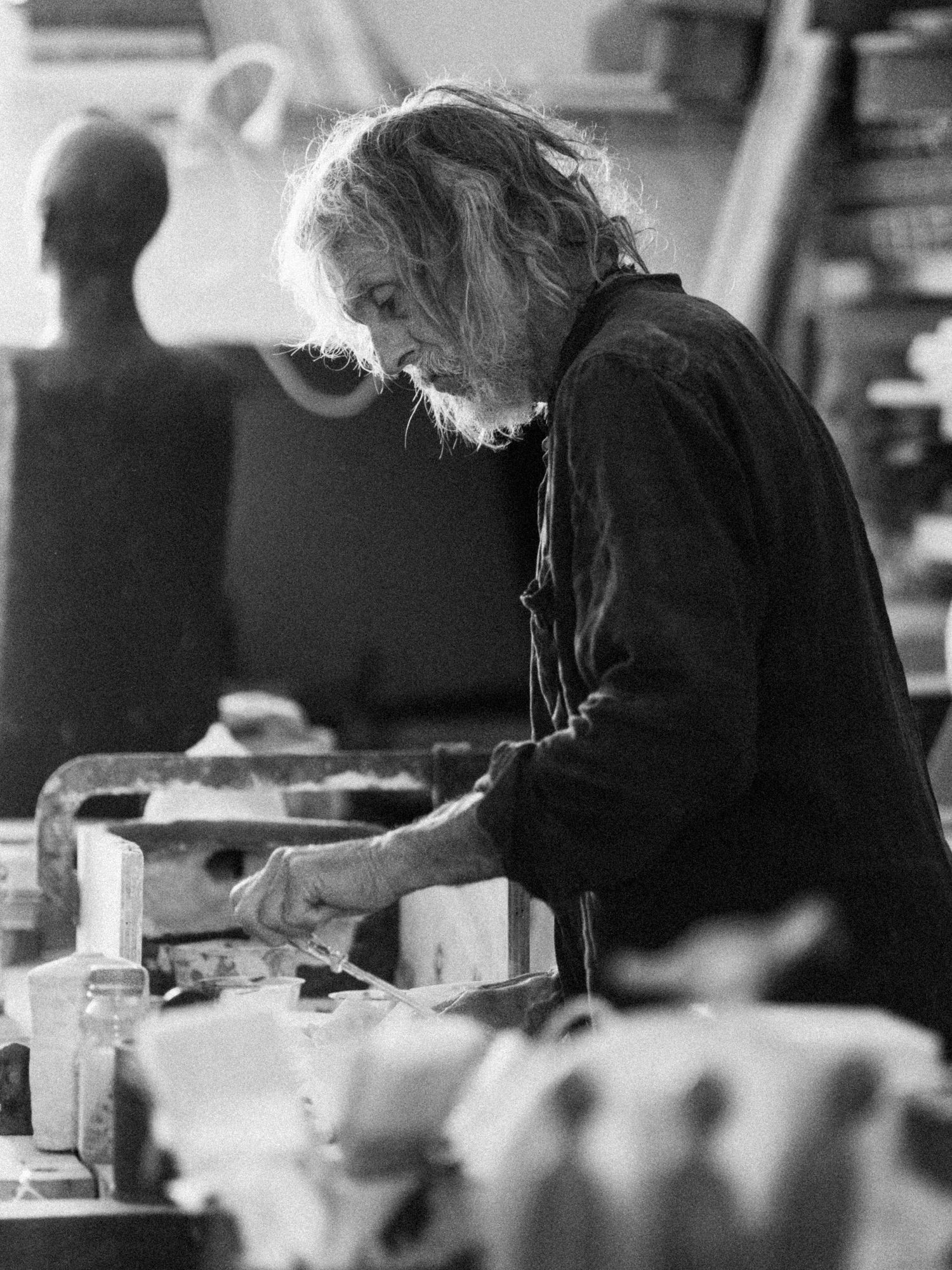Portrait of Maurizio Dusio by Photographer Arthur Hall. 
Puglia, Italy, Italian Artisan, Documentary Portrait, Craftsman, BW, monochrome