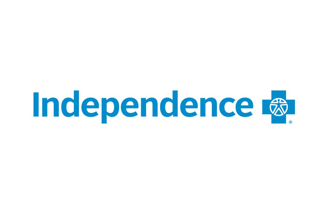 Independence Blue Cross logo with blue text and iconic Blue Cross Blue Shield symbol on white background.