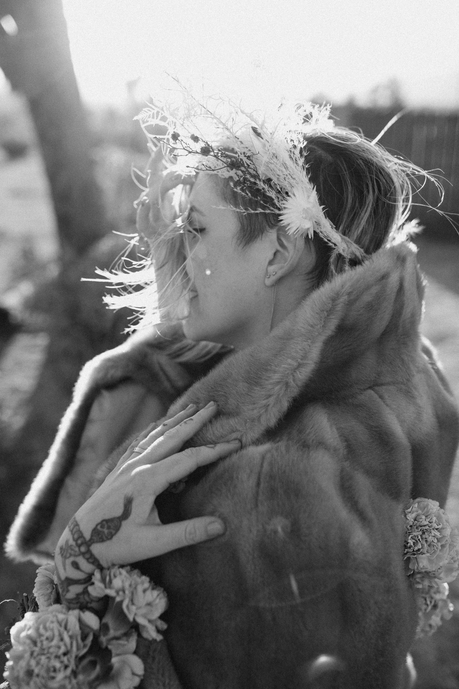 Energetic documentary moment from the wedding portrait session