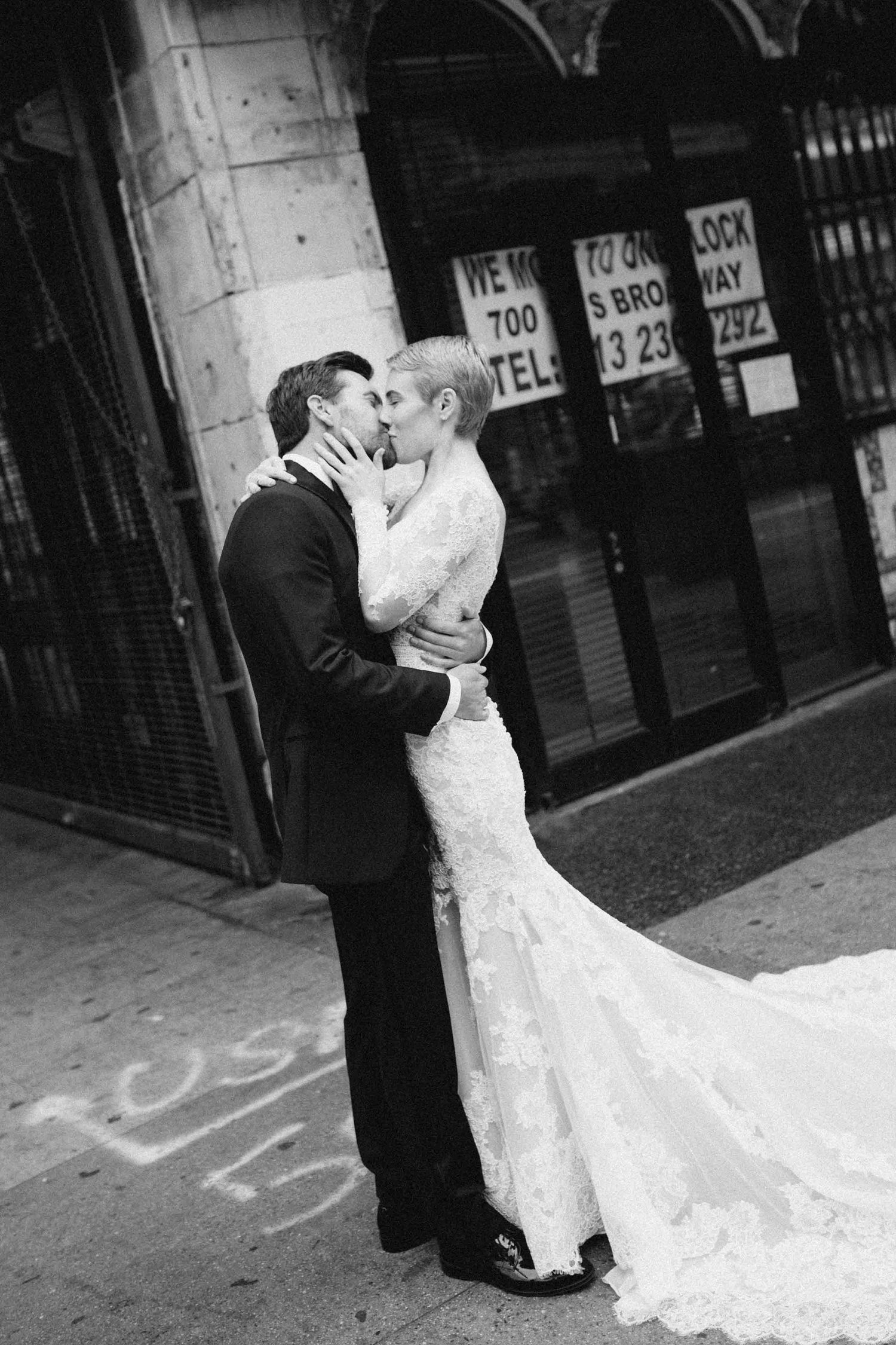 Documentary wedding portrait of a bride and groom after first look