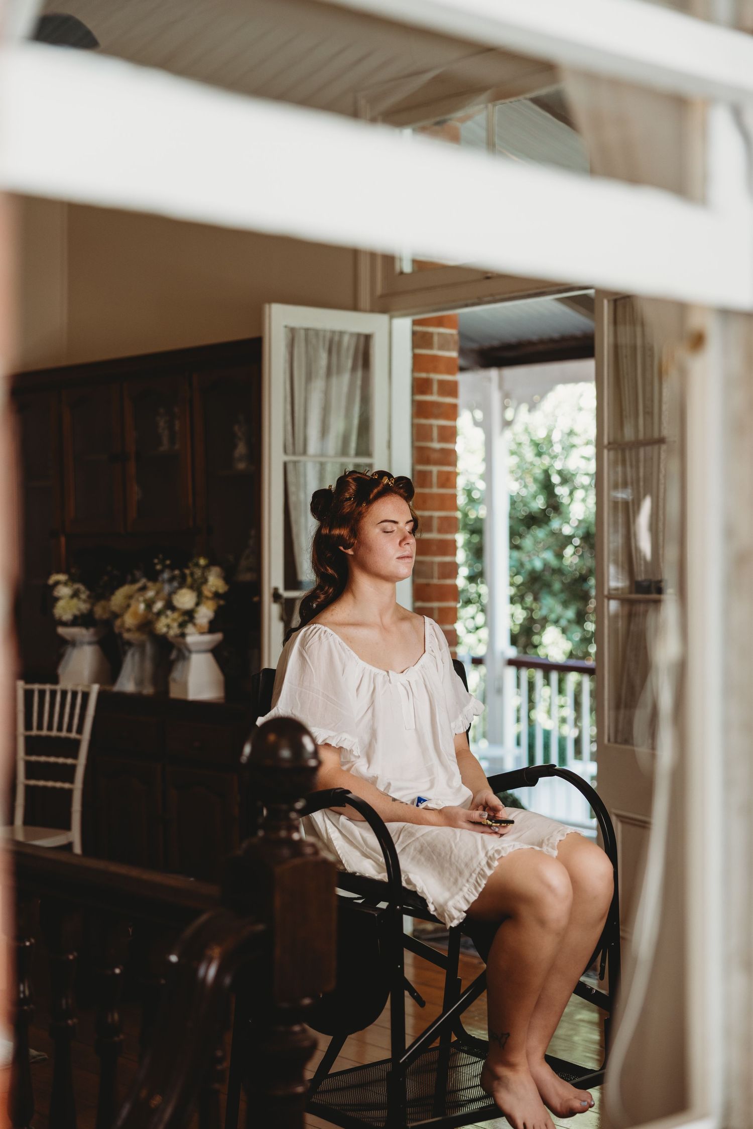 Bride getting ready wedding morning St Aubins Village Rockhampton