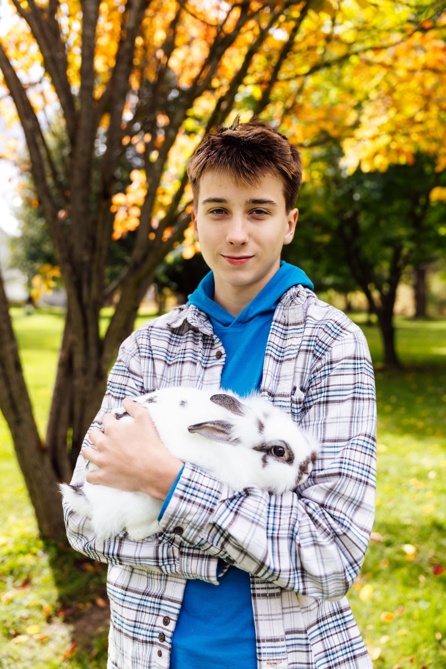 Boy holding bunny