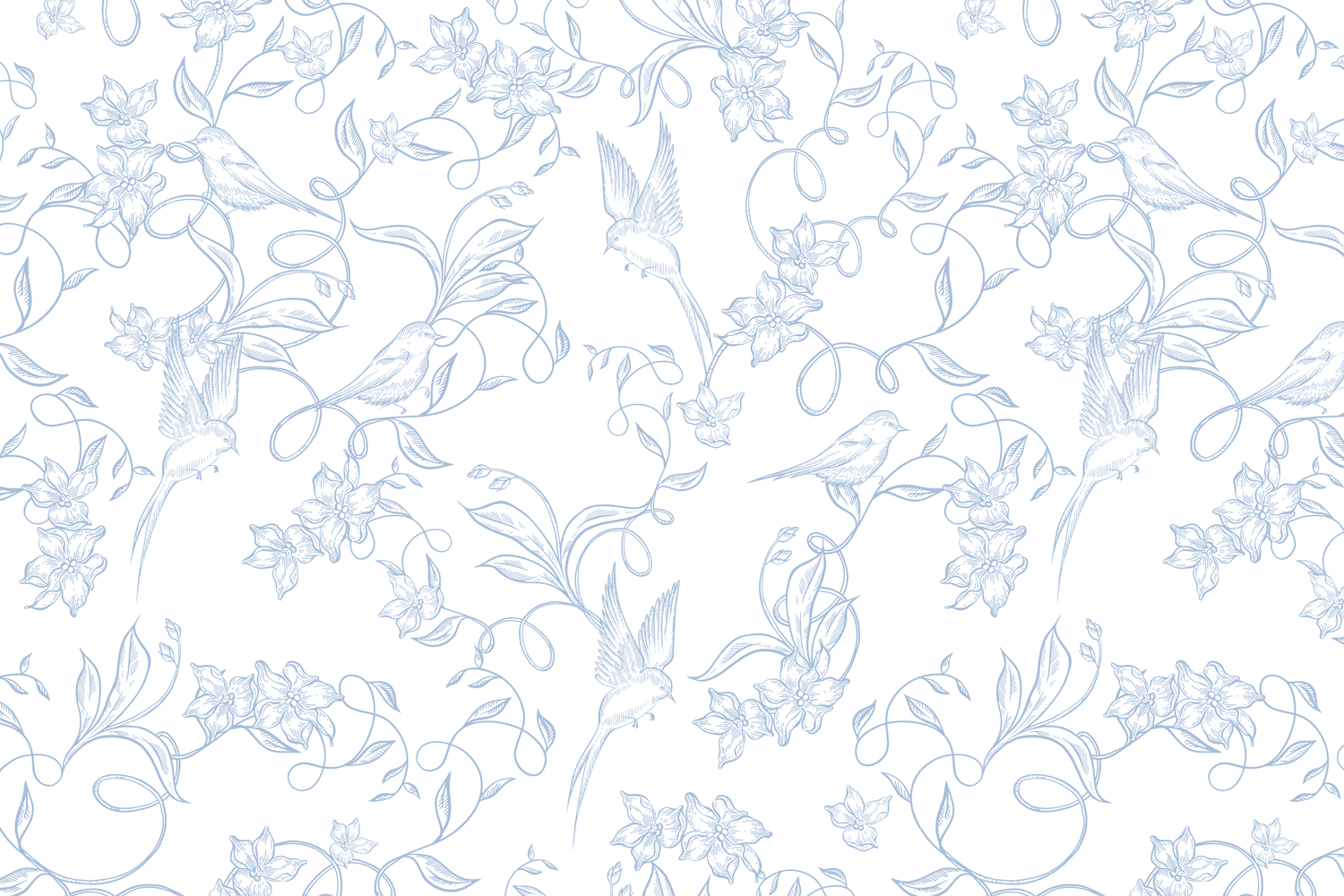 Delicate blue and white floral pattern design on a light background.