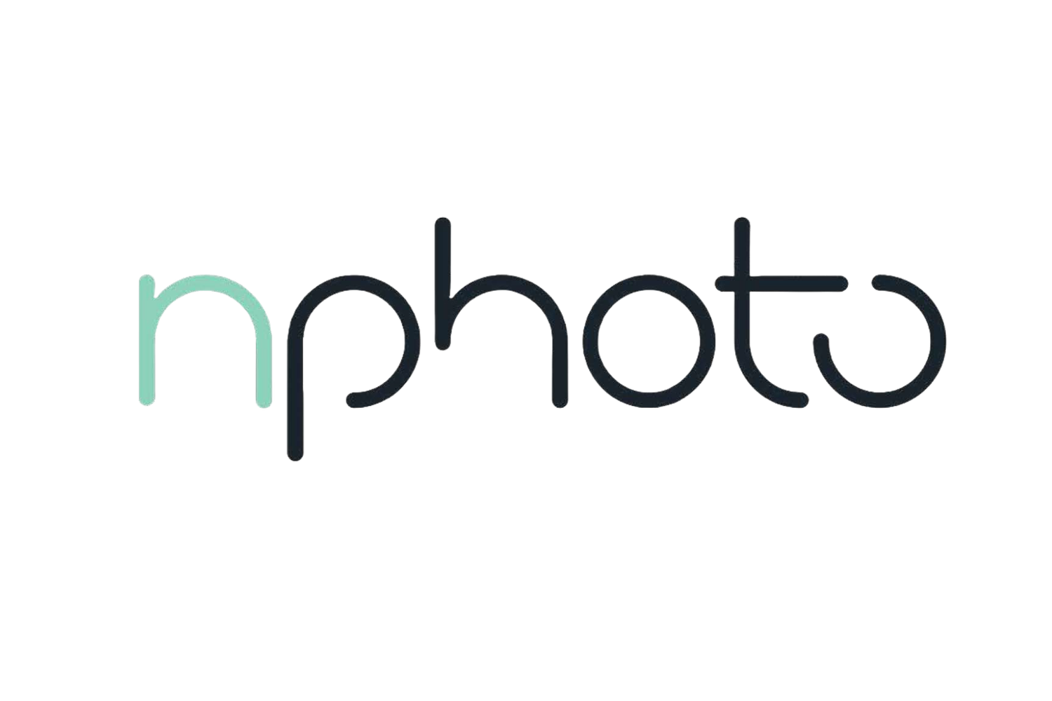 Minimalist photography brand logo in teal and black.