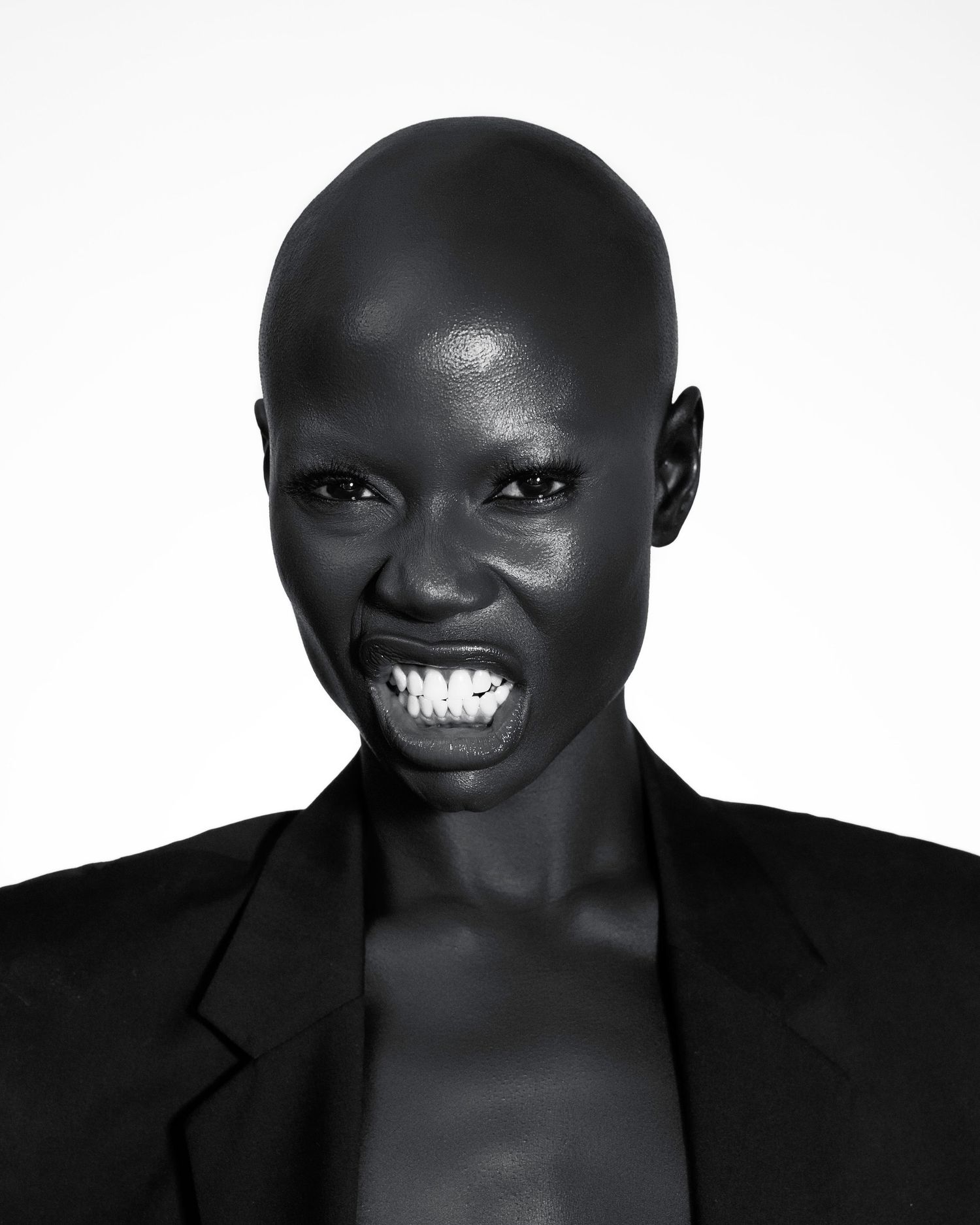 High contrast black and white portraits capturing expressive emotions.