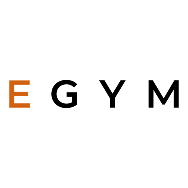 EGYM logo with bold black letters and an orange E on a white background.