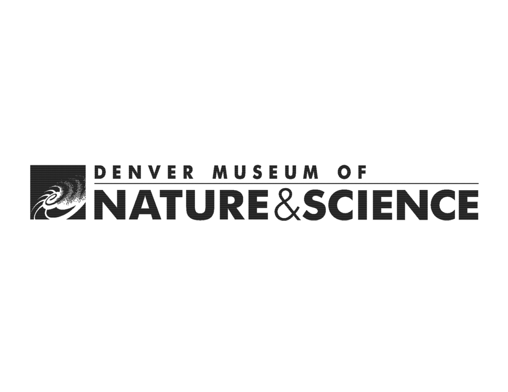 Denver Museum of Nature & Science official logo in black and white with iconic swirl emblem.