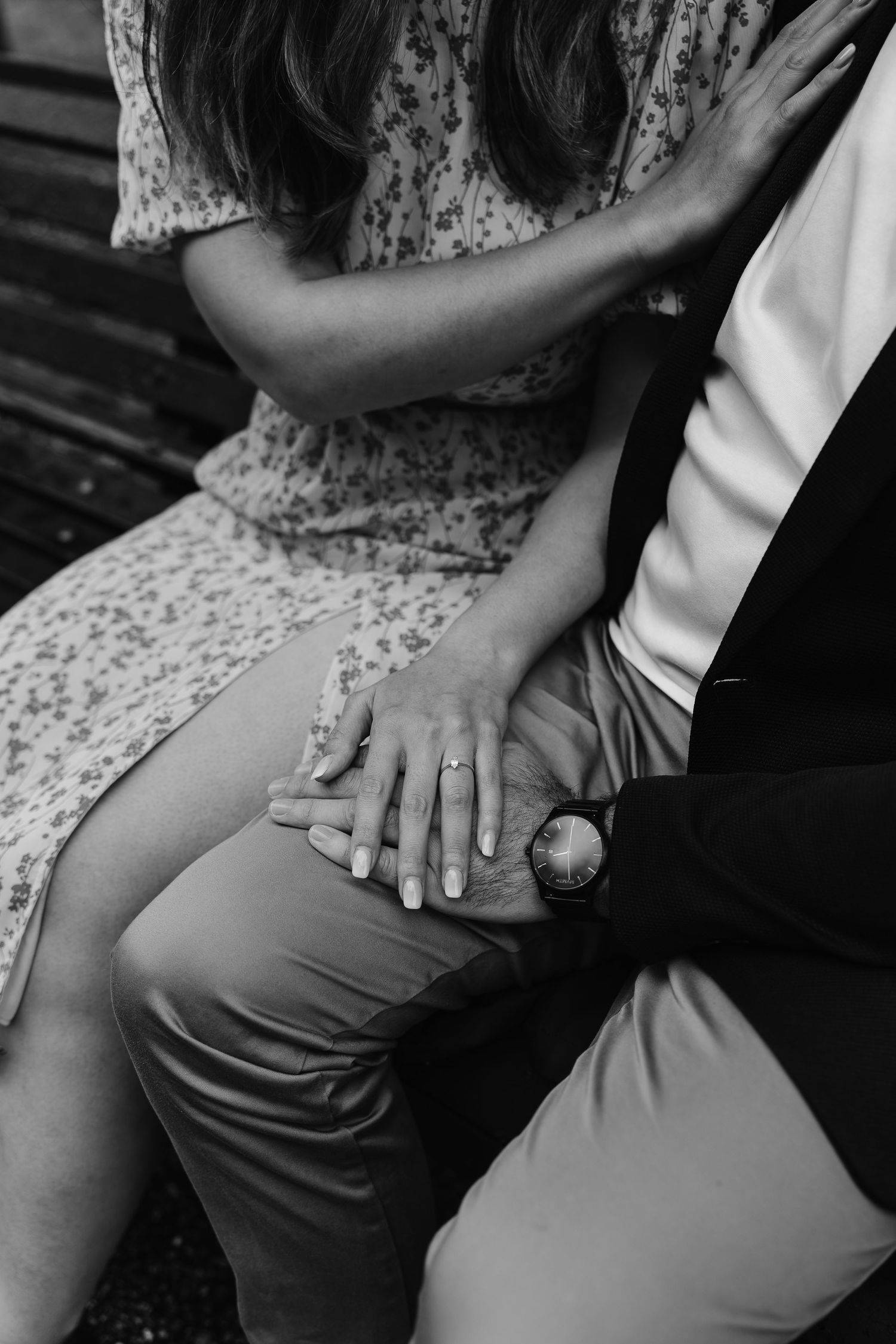 Alitha & James in Londons luxury regents park gardens in Spring for their exciting Engagement / Pre-Wedding photoshoot engagement ring