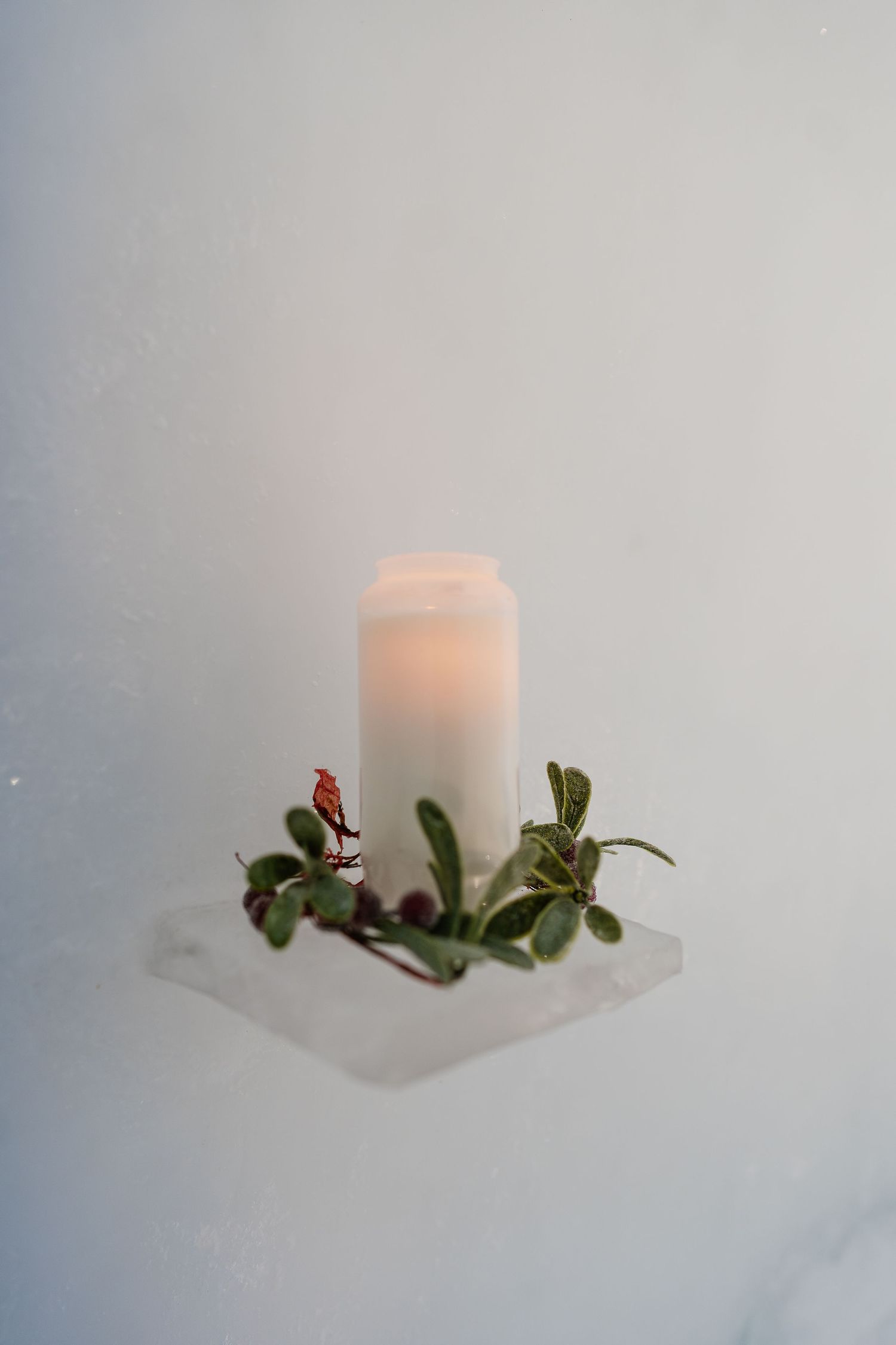 Winter decor at wedding ceremony-luxury wedding at Snow Chapel, Northern Lights Village, Levi. Lapland Wedding Photographer. Love in Lapland