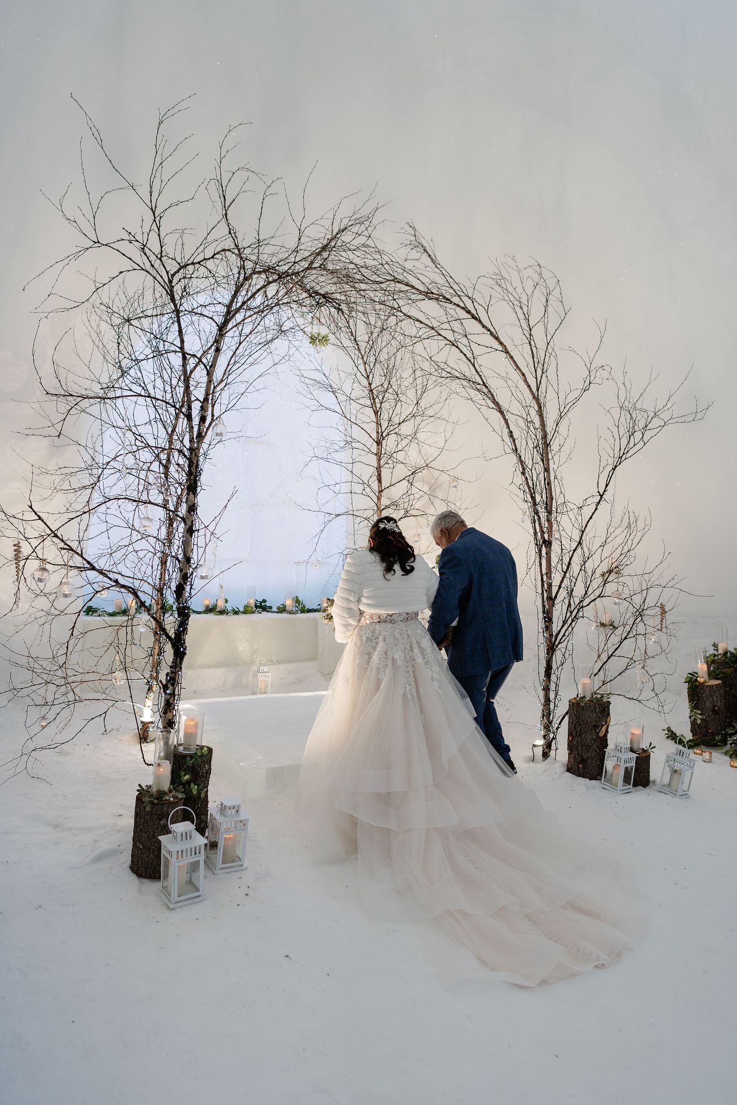 Wedding ceremony-luxury wedding at Snow Chapel, Northern Lights Village, Levi. Lapland Wedding Photographer. Love in Lapland
