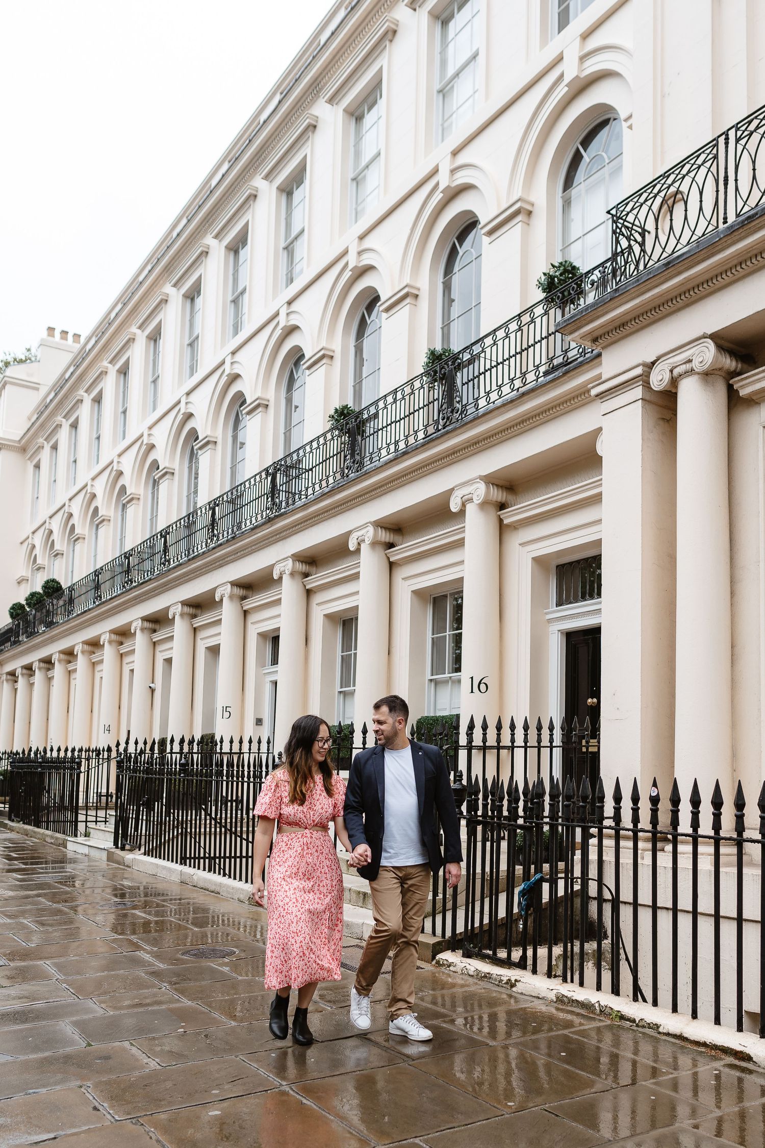 Alitha & James in Londons iconic park crescent luxury in Spring for their exciting Engagement / Pre-Wedding photoshoot engagement ring