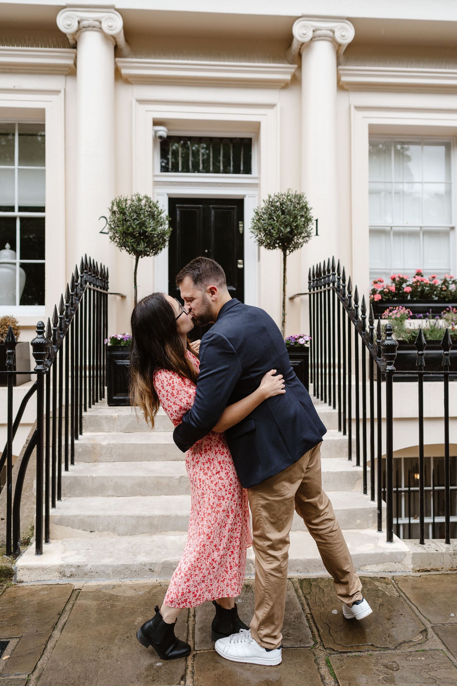 Alitha & James in Londons iconic park crescent luxury in Spring for their exciting Engagement / Pre-Wedding photoshoot engagement ring