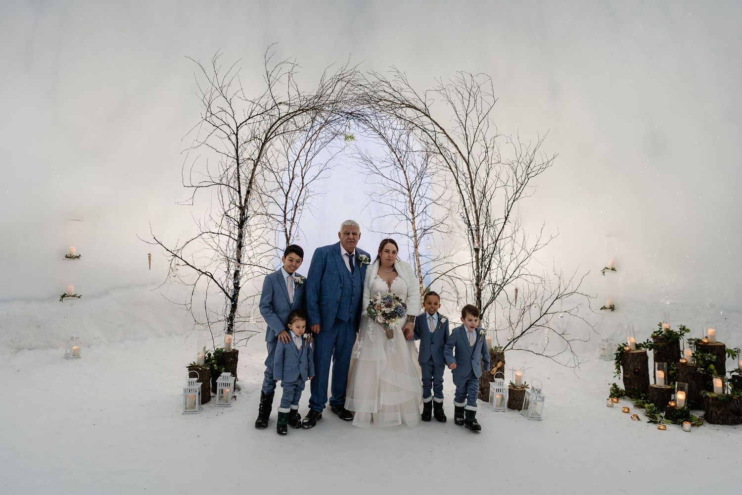 Family Photos wedding ceremony-luxury wedding at Snow Chapel, Northern Lights Village, Levi. Lapland Wedding Photographer. Love in Lapland