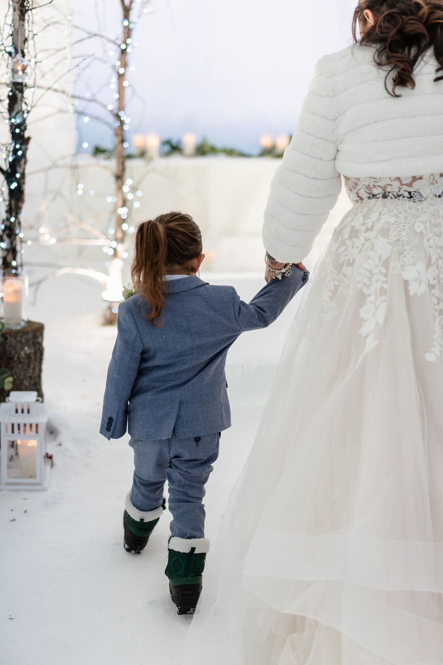 Family photos wedding ceremony-luxury wedding at Snow Chapel, Northern Lights Village, Levi. Lapland Wedding Photographer. Love in Lapland