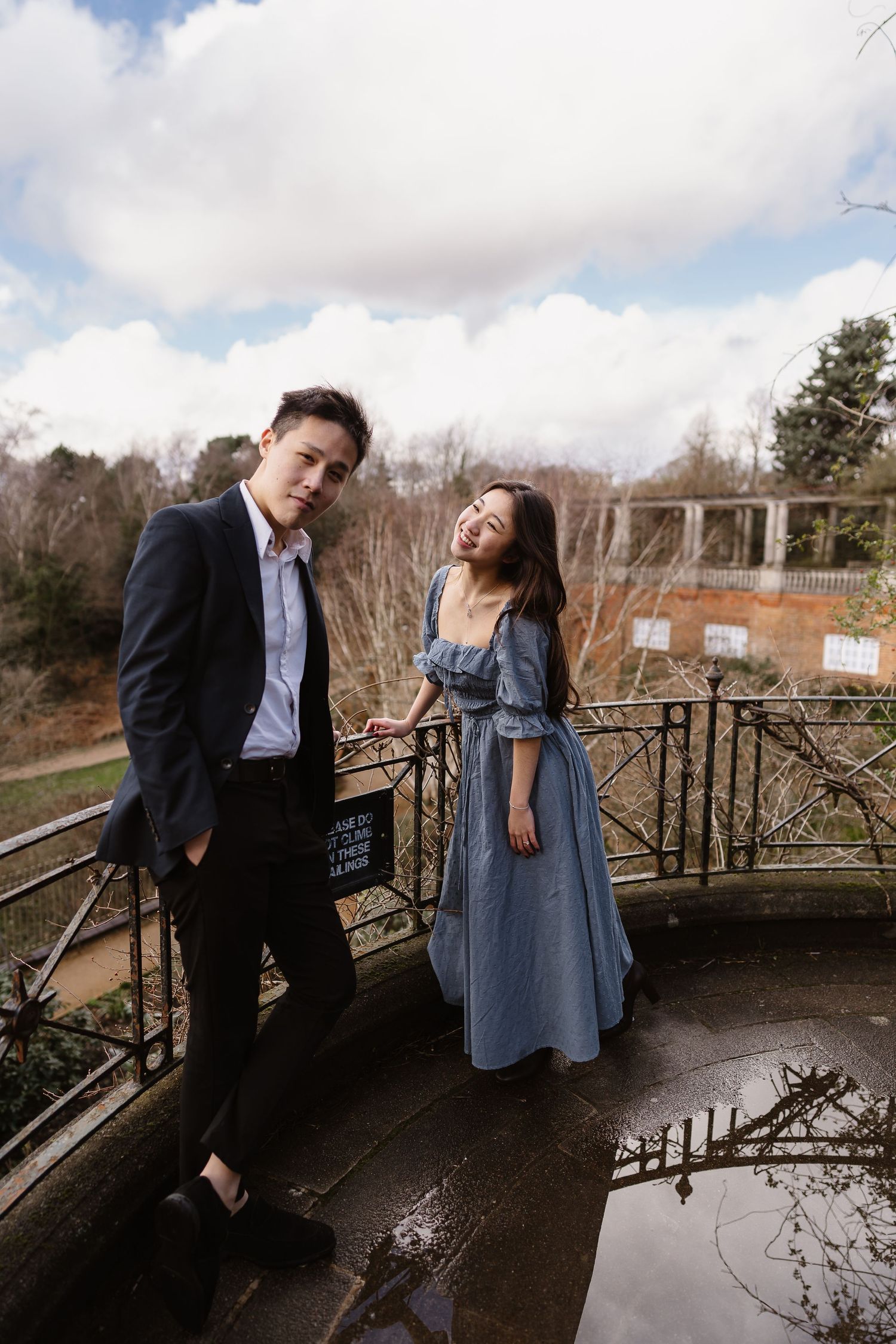 Love photographing natural couples, clouds breaking up Hampstead Heath. Engagement photos