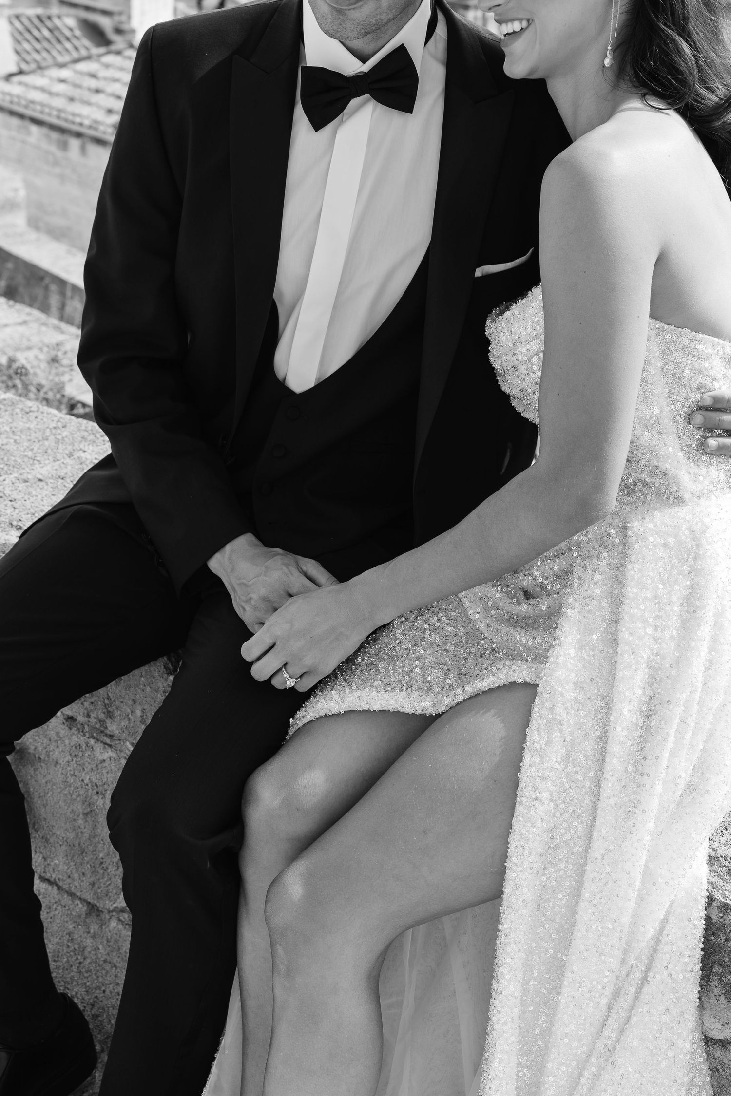 B&W moment reflecting the day. Side revealing leg split sassy and fun