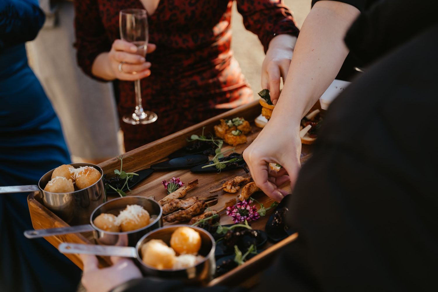 Canapés being served at the beautiful Pentney Abbey, Norfolk