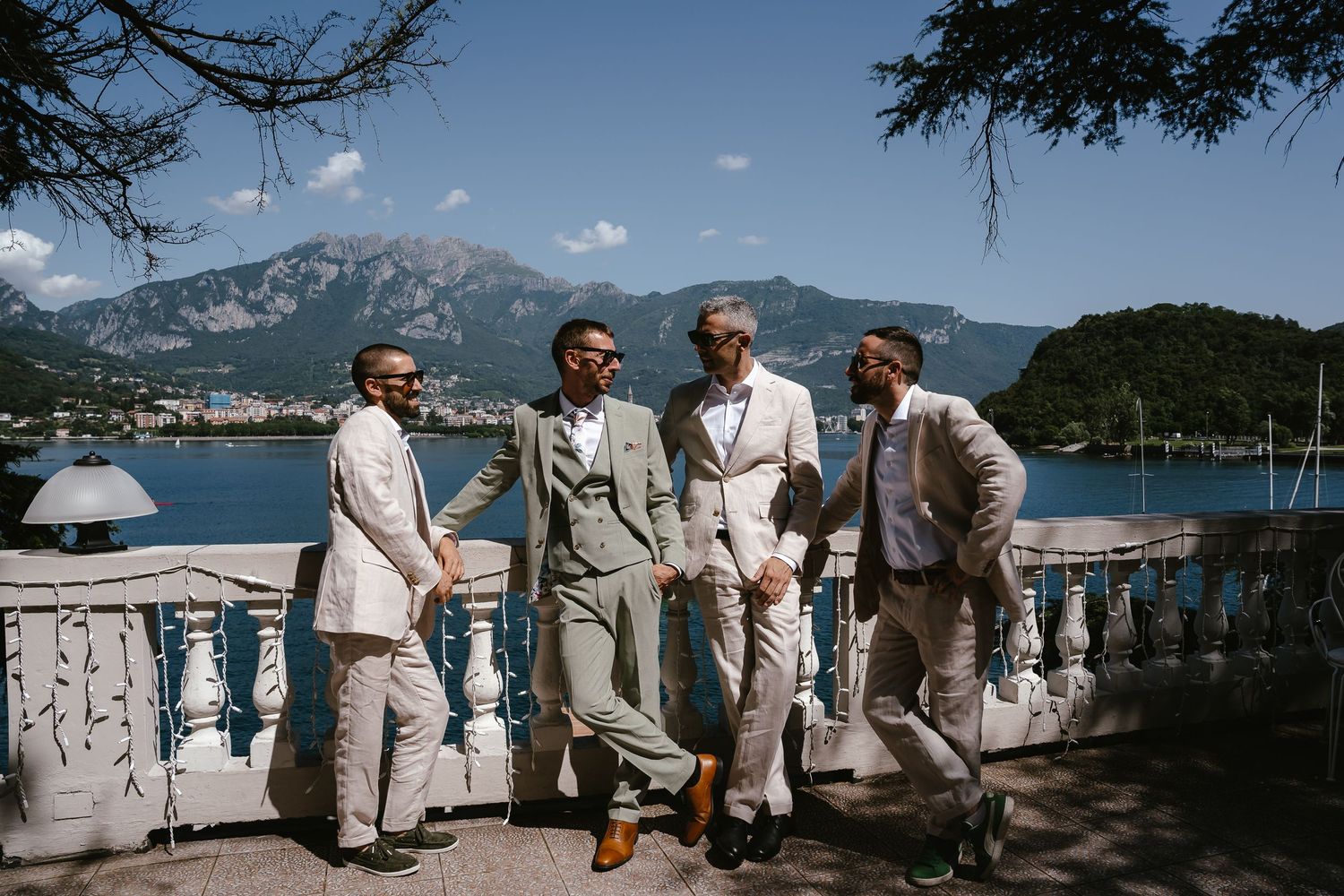 Groom and Vespa Lake Como. Villa Guilia Wedding Venue. Lake Como Wedding Photographer. Destination Wedding Photographer