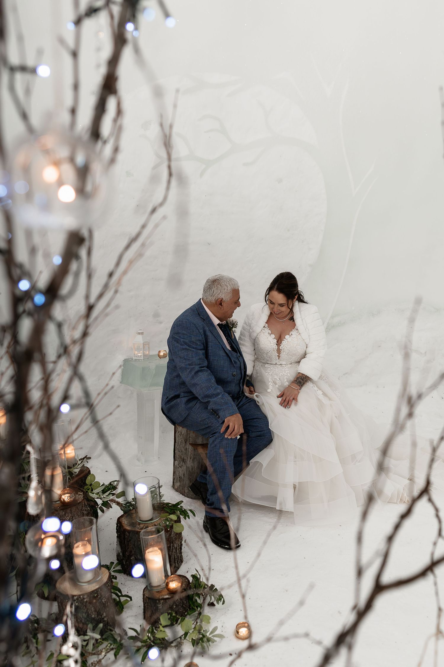 Family Photos wedding ceremony-luxury wedding at Snow Chapel, Northern Lights Village, Levi. Lapland Wedding Photographer. Love in Lapland