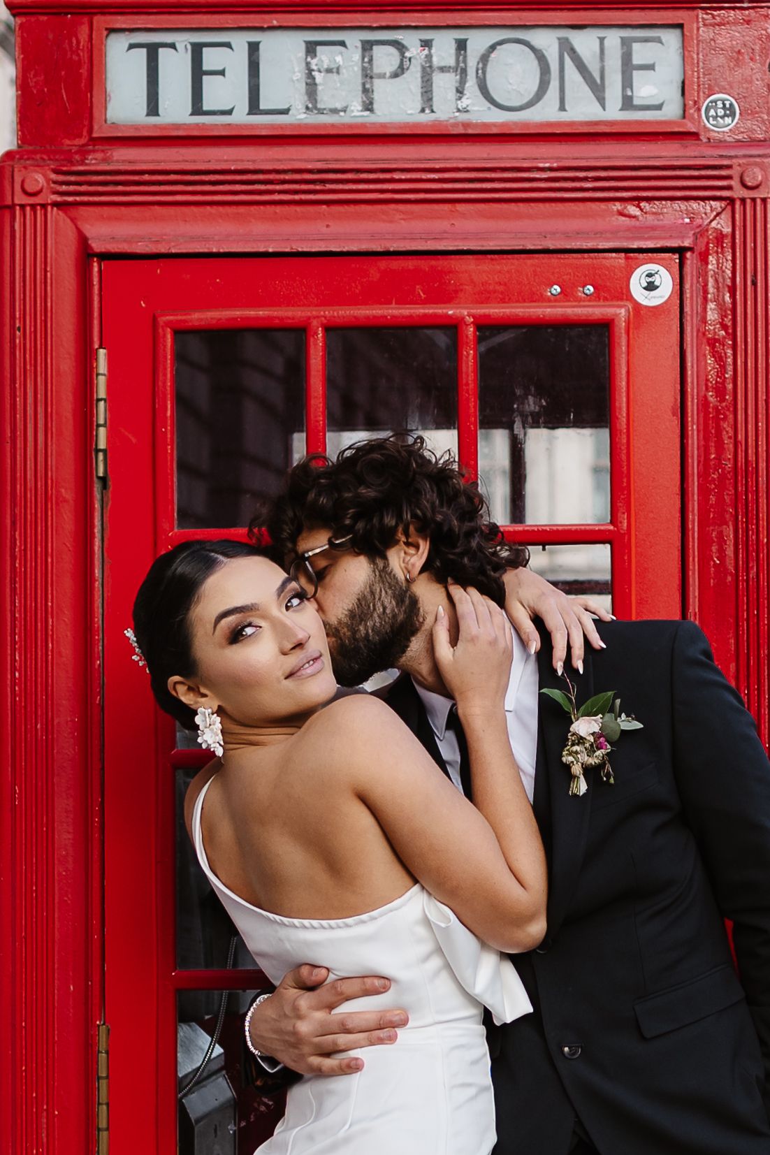 Relaxed, Natural wedding photos. Red Phone Box. Big Ben & Westminster River Thames. London Wedding photographer