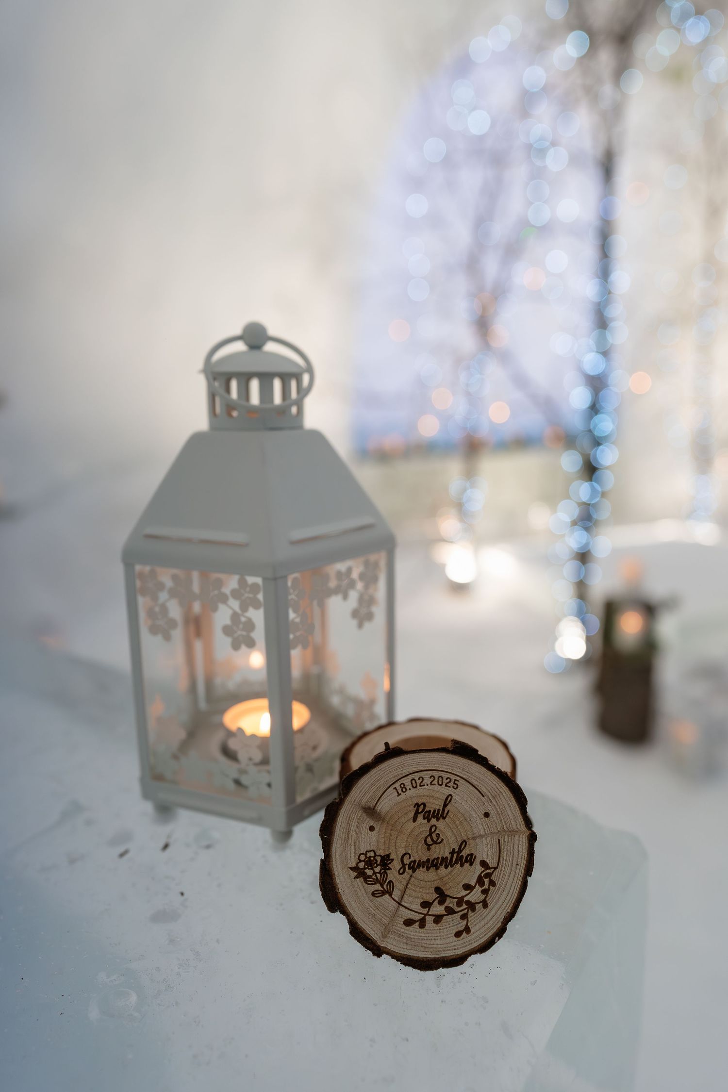 Winter decor at wedding ceremony-luxury wedding at Snow Chapel, Northern Lights Village, Levi. Lapland Wedding Photographer. Love in Lapland