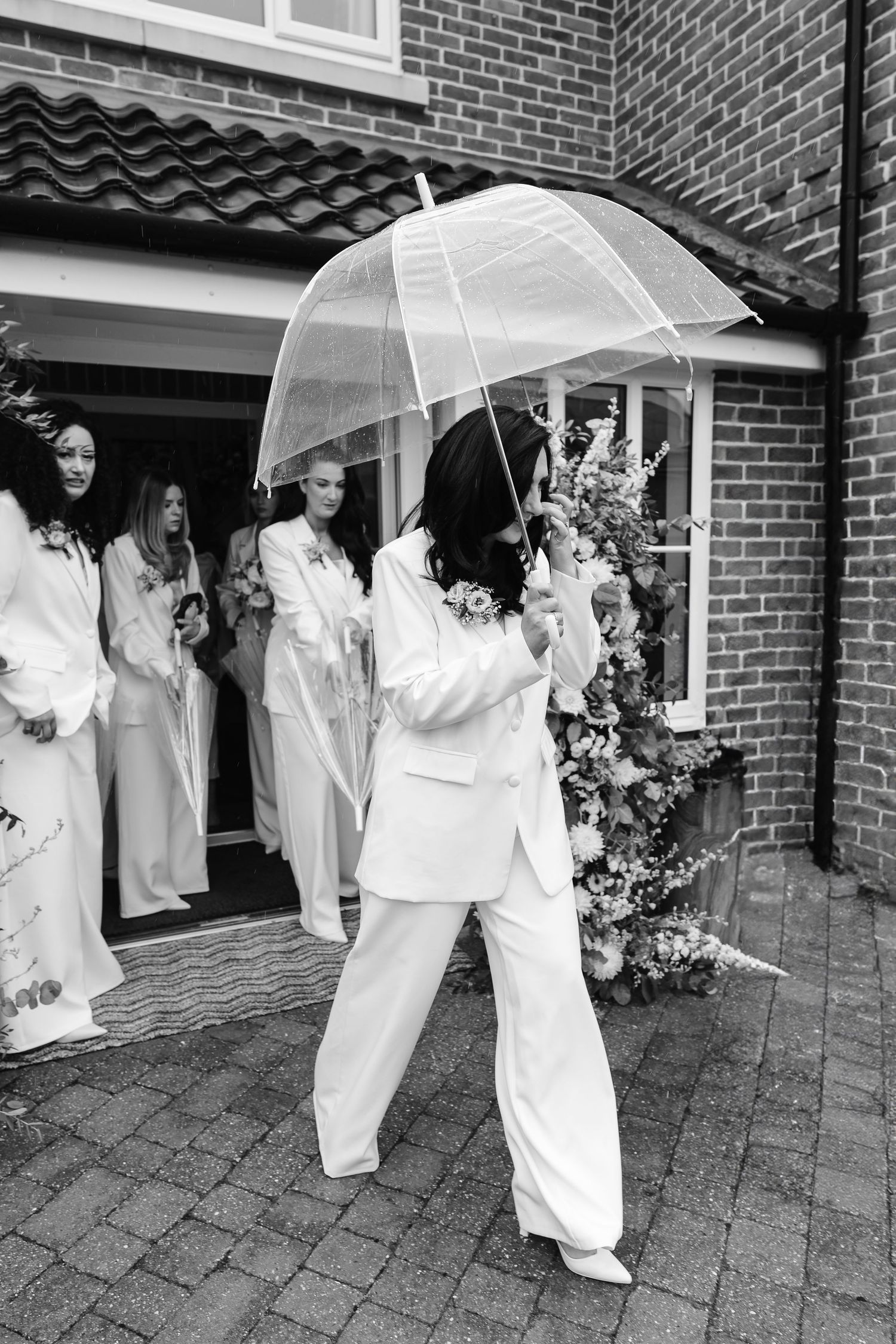 The elegant style of the White bridesmaids suits from @perriesian. London Luxury