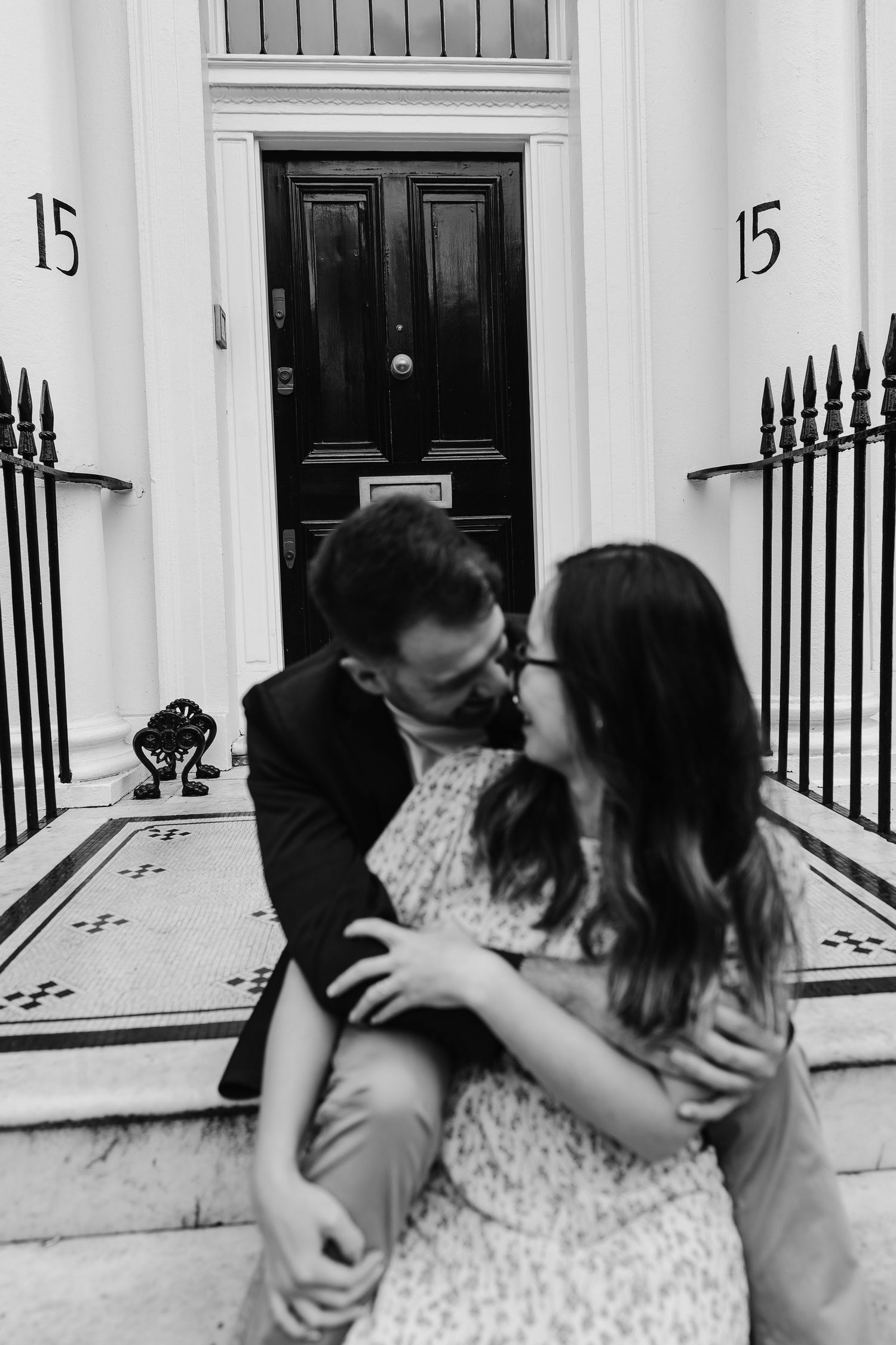 Alitha & James in Londons iconic park crescent luxury in Spring for their exciting Engagement / Pre-Wedding photoshoot engagement ring