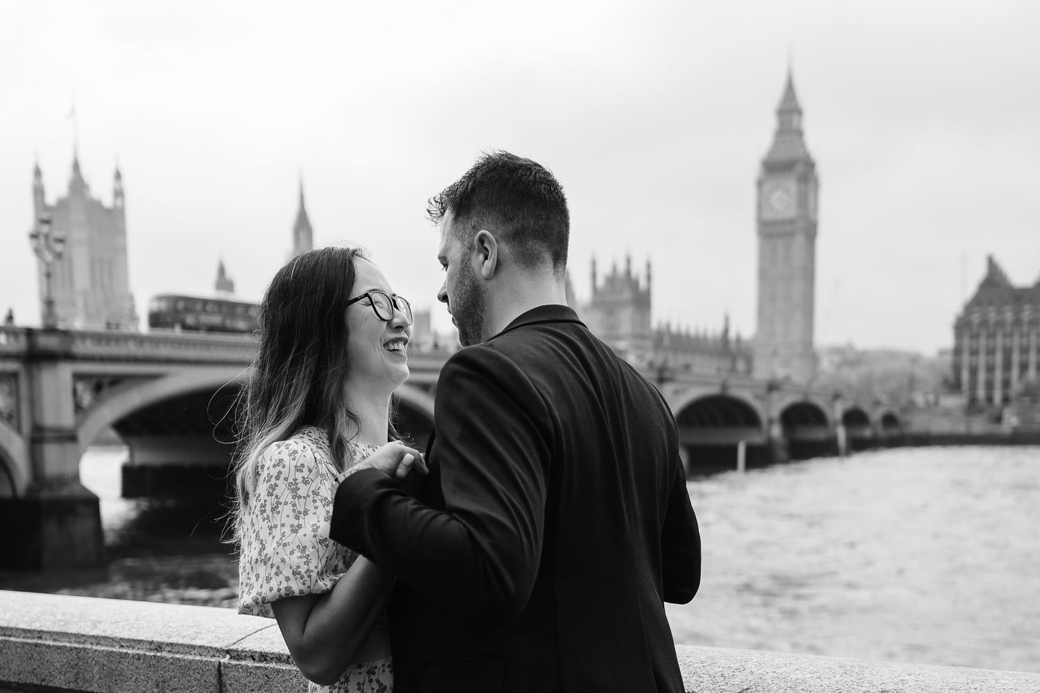 Alitha & James in Londons iconic big ben westminster in Spring for their exciting Engagement / Pre-Wedding photoshoot engagement ring