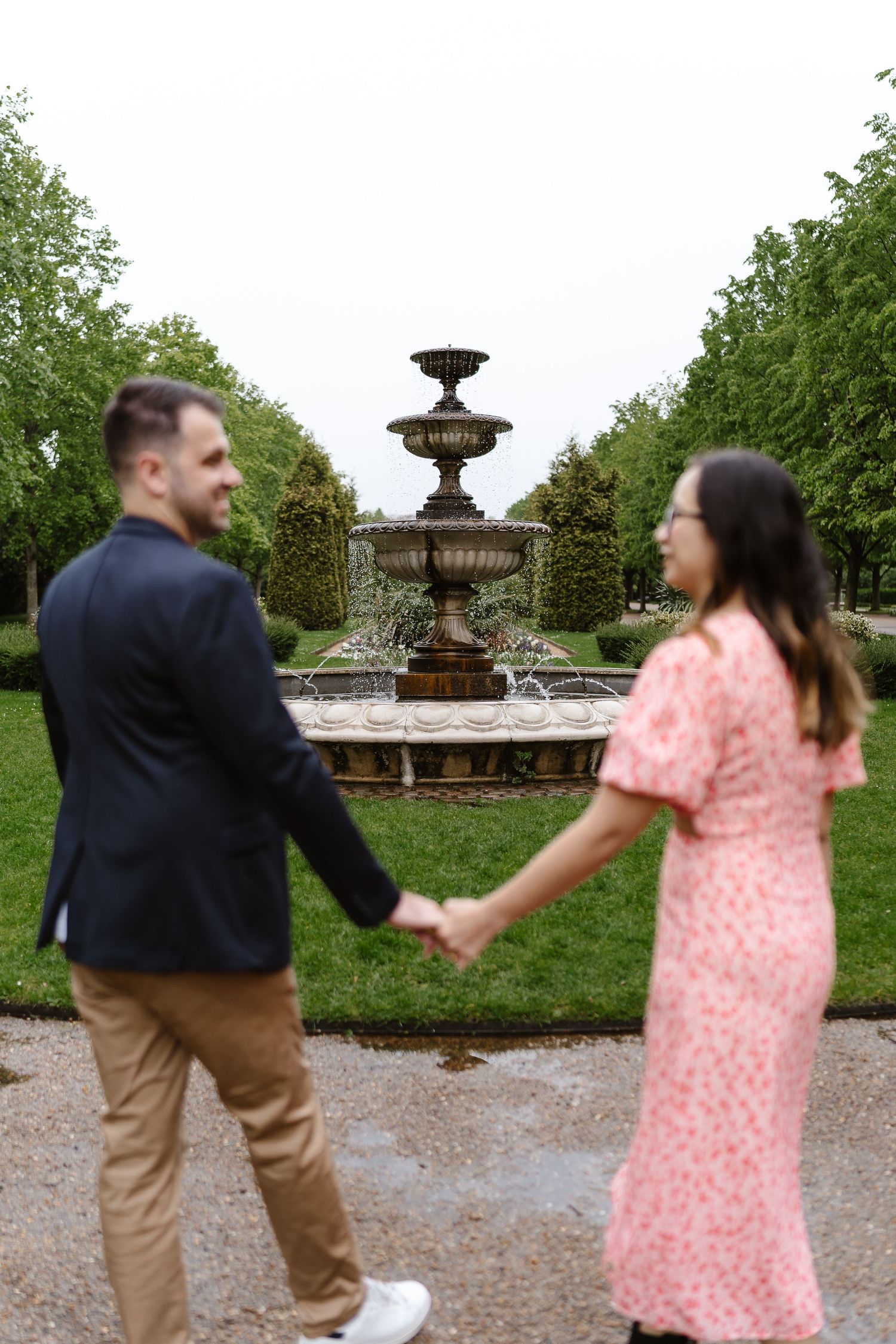 Alitha & James in Londons luxury regents park gardens in Spring for their exciting Engagement photoshoot engagement ring romantic
