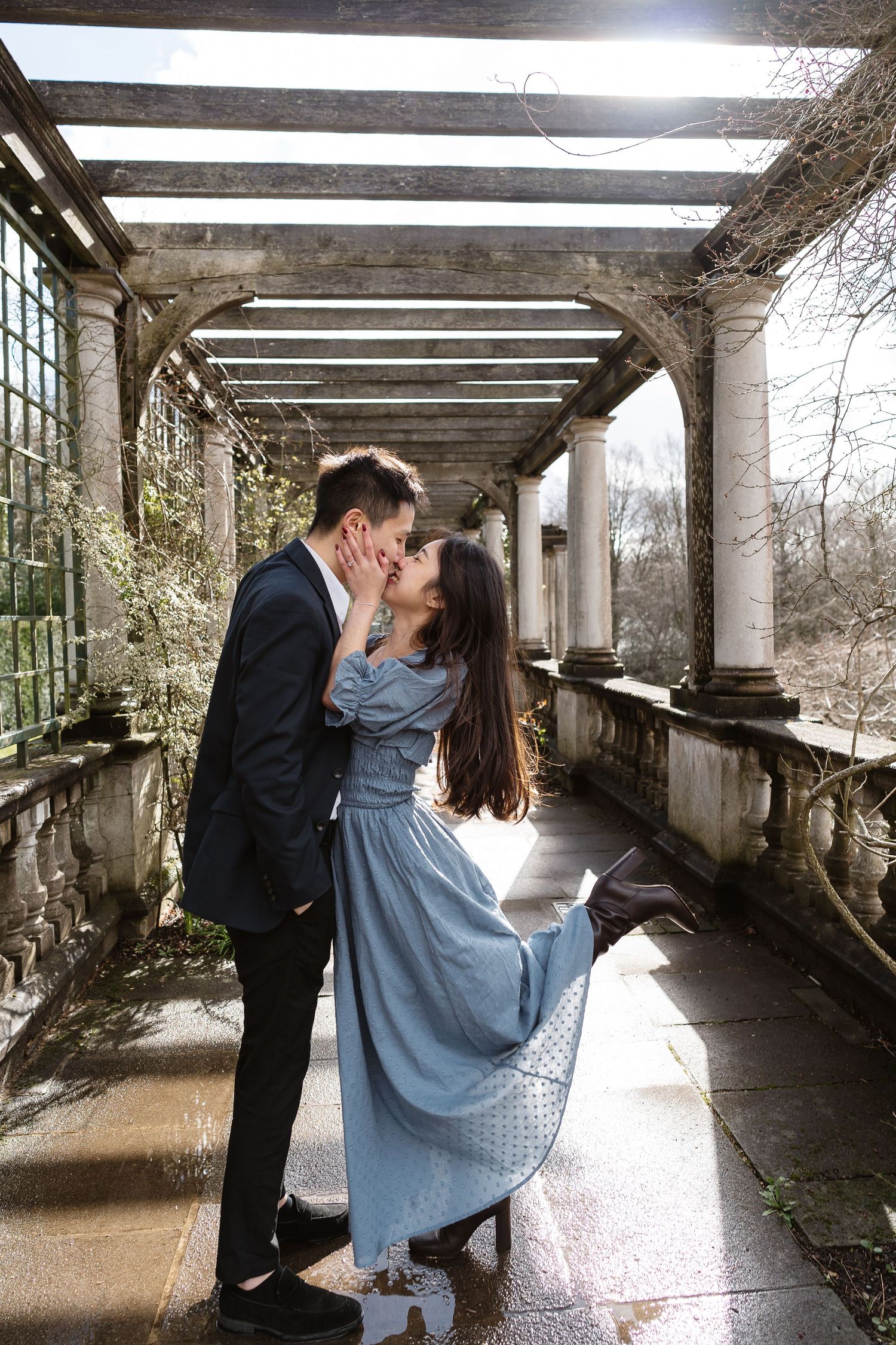 Fun and cute as the sun shines through, engagement photographer